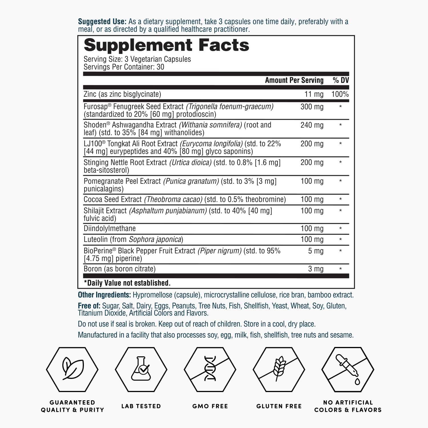 Nature's Lab Gold Vital Testosterone with Adaptogenic Herbs, Targeted Minerals and Bioactive Compounds* - Supports Healthy Testosterone Levels & Vitality* - 90 Capsules (30 Day Supply) Nature's Lab uk supplements