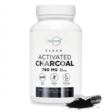 Type Zero Activated Charcoal Capsules (180 Count) - 60 Servings, 780mg Per Serving, from Coconut Shell, Non-GMO, Gluten-Free Type Zero uk supplements