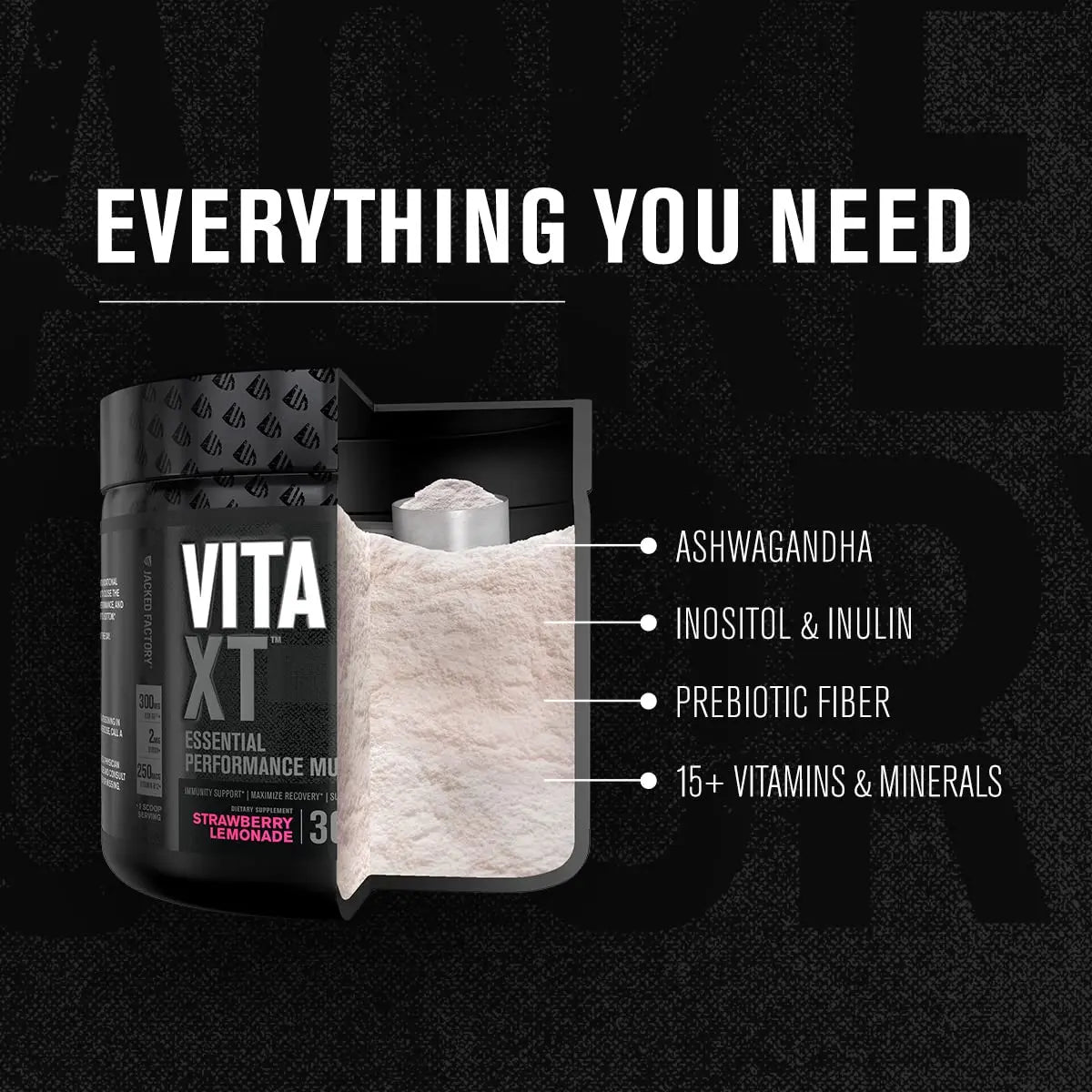 Jacked Factory Vita XT Performance Vitamin Powder - Daily Multivitamin Powder for Men with KSM-66 Ashwagandha, Prebiotic Fiber Jacked Factory uk supplements