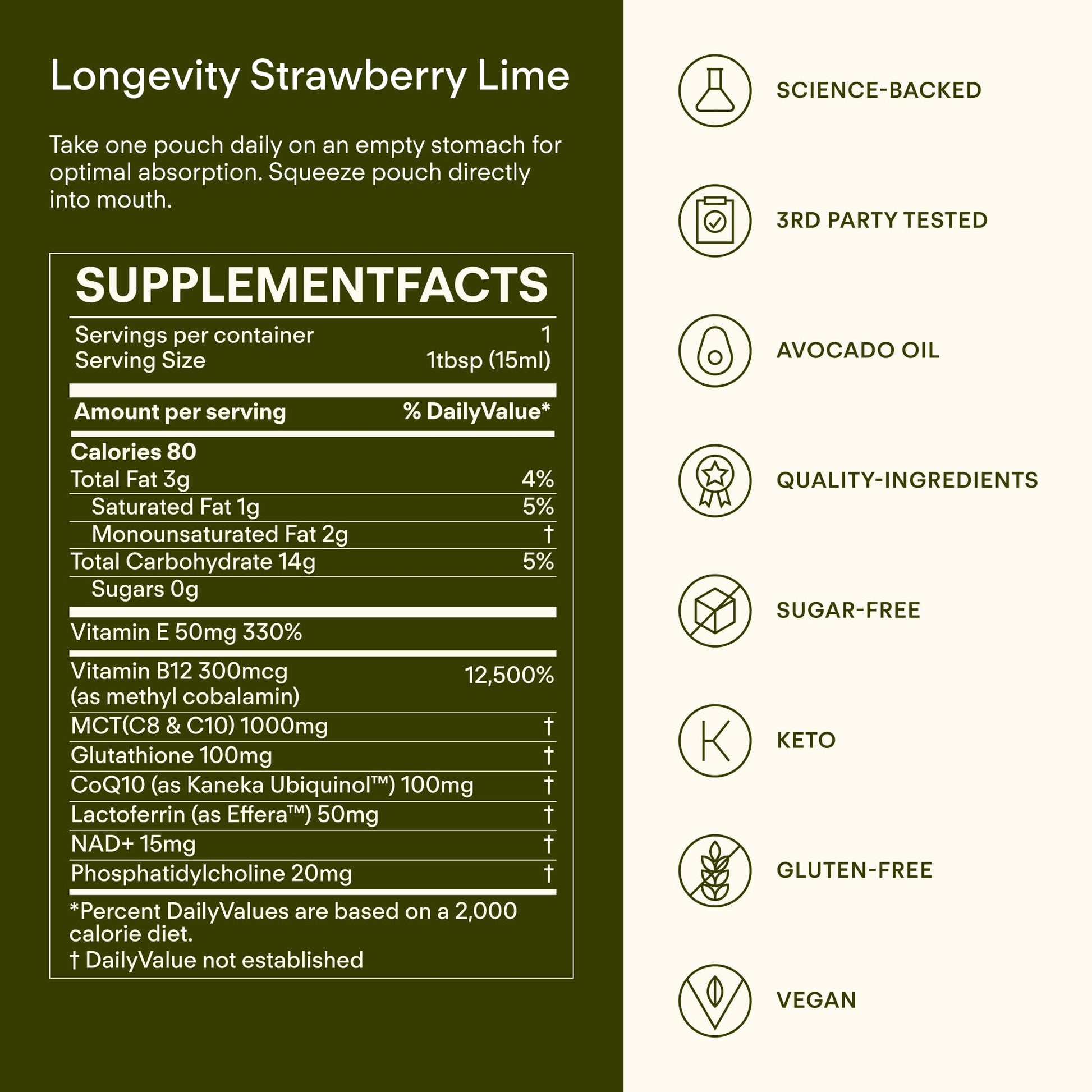 Sunny Within - Liposomal Glutathione Supplement NAD+ Longevity Mix w/Liquid NAD+, CoQ10, B12, MCT & Avocado Oil – Cellular Health, Energy, Brain, Gut & Heart Support* – Strawberry Lime – 30 Pouches Sunny Within uk supplements