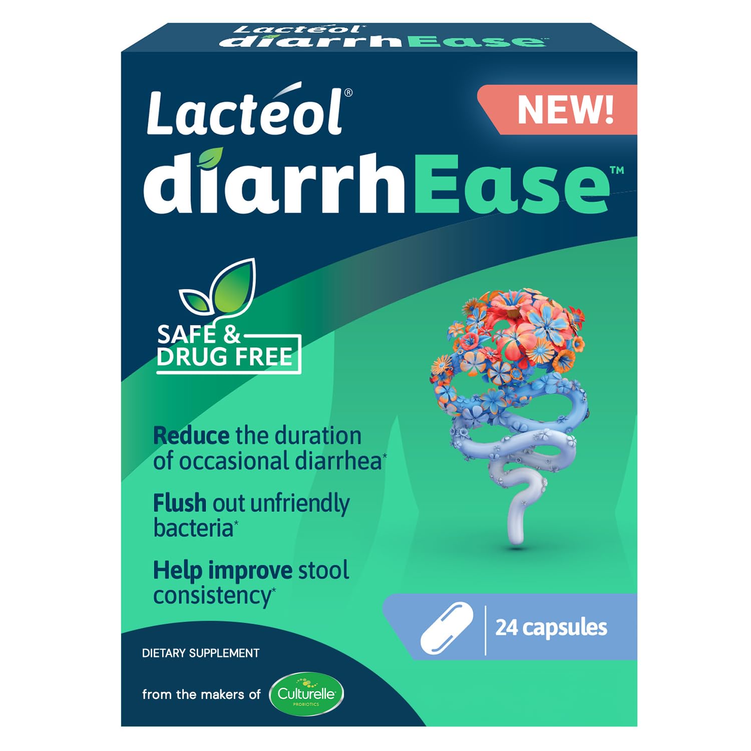Lactéol diarrhEase- a Safe, Drug Free and clinically Tested postbiotic Strain That Helps soothes Occasional Digestive Upset and Shortens The Duration of Occasional Diarrhea, 24 Count Lactéol uk supplements