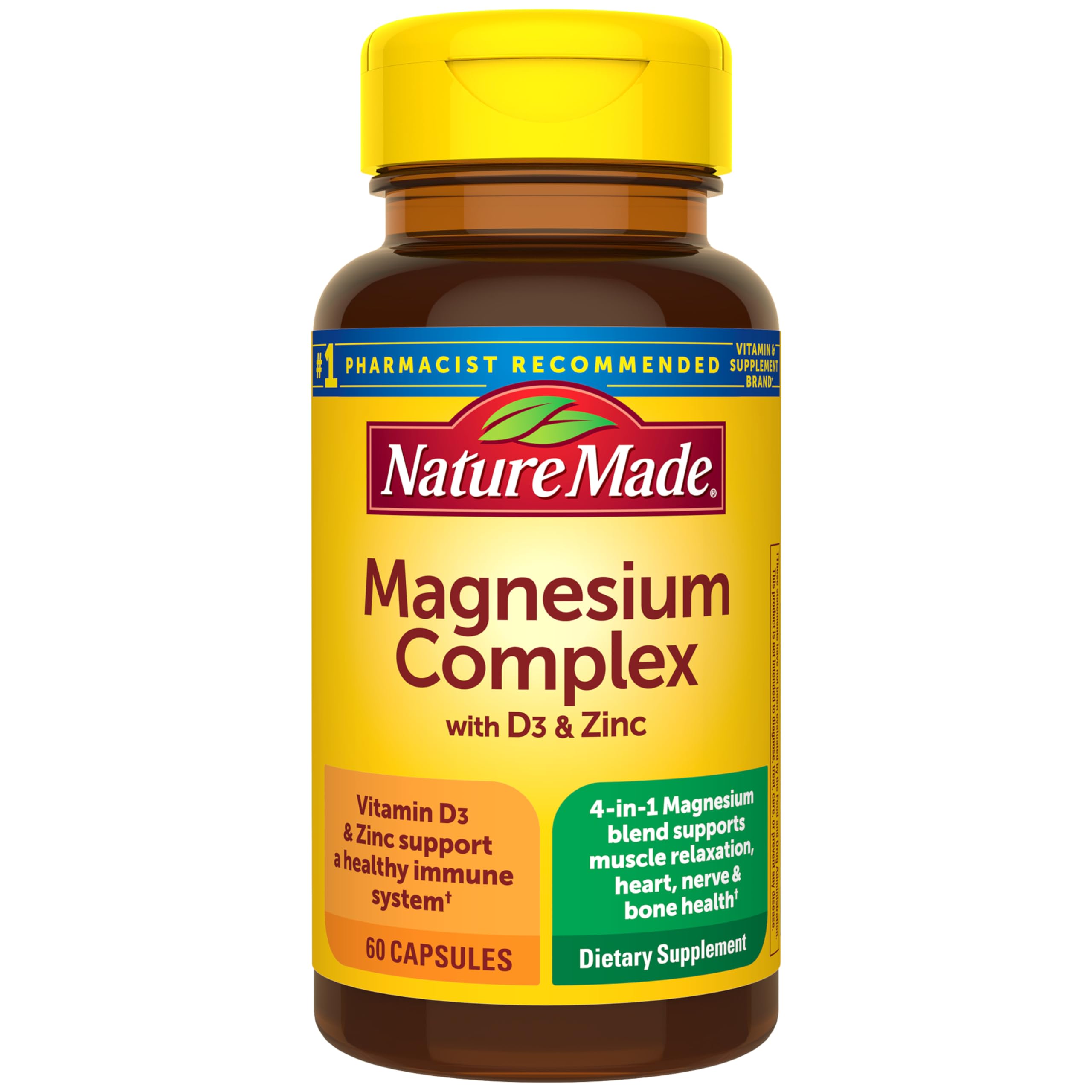 Nature Made Magnesium Complex Supplement with Vitamin D & Zinc for Immune Support, Magnesium Glycinate, Malate, Citrate & Oxide for Muscle, Nerve, Heart & Bone Support, 60 Capsules, 30 Day Supply Nature Made uk supplements