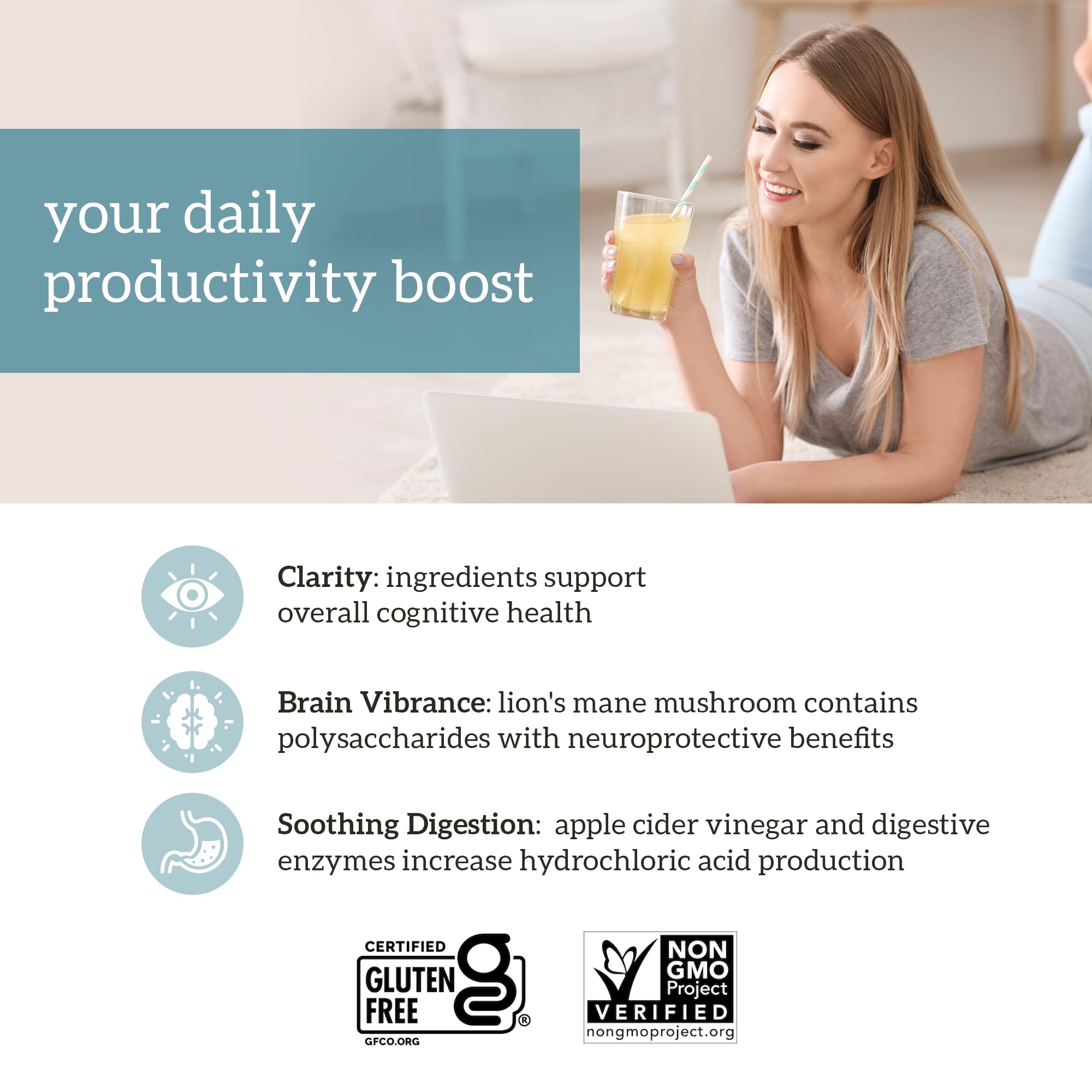 Organifi Pure - Promotes Stimulation in Learning, Memory, Focus, and Clarity - Brain Support with Superfoods - Gluten-Free and Non GMO - Best Served Cold, 30 Servings Organifi uk supplements