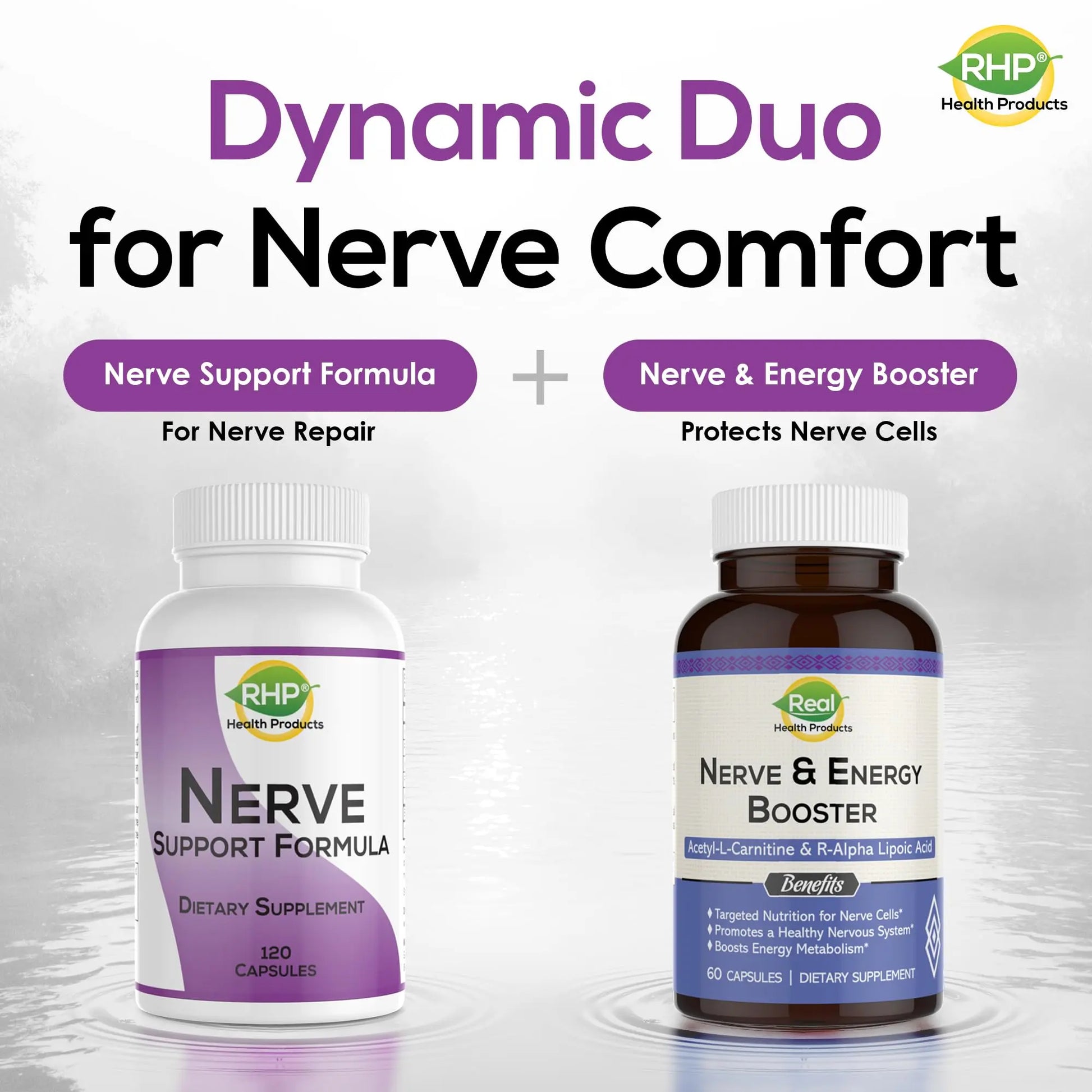 RHP Nerve Support Formula. Nutritional Support of Neuropathy, Nerve Relief from Aches, Nerve Pain & Discomfort. B-Complex with Benfotiamine and Methyl B12. 120 Capsules RHP uk supplements