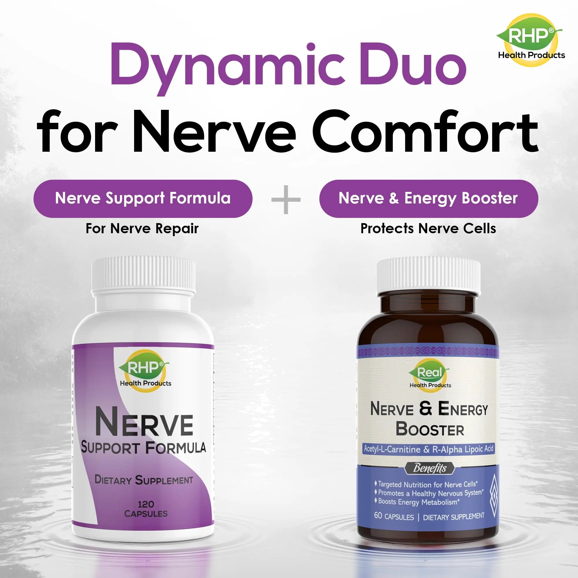 RHP Nerve Support Formula. Nutritional Support of Neuropathy, Nerve Relief from Aches, Nerve Pain & Discomfort. B-Complex with Benfotiamine and Methyl B12. 120 Capsules RHP uk supplements