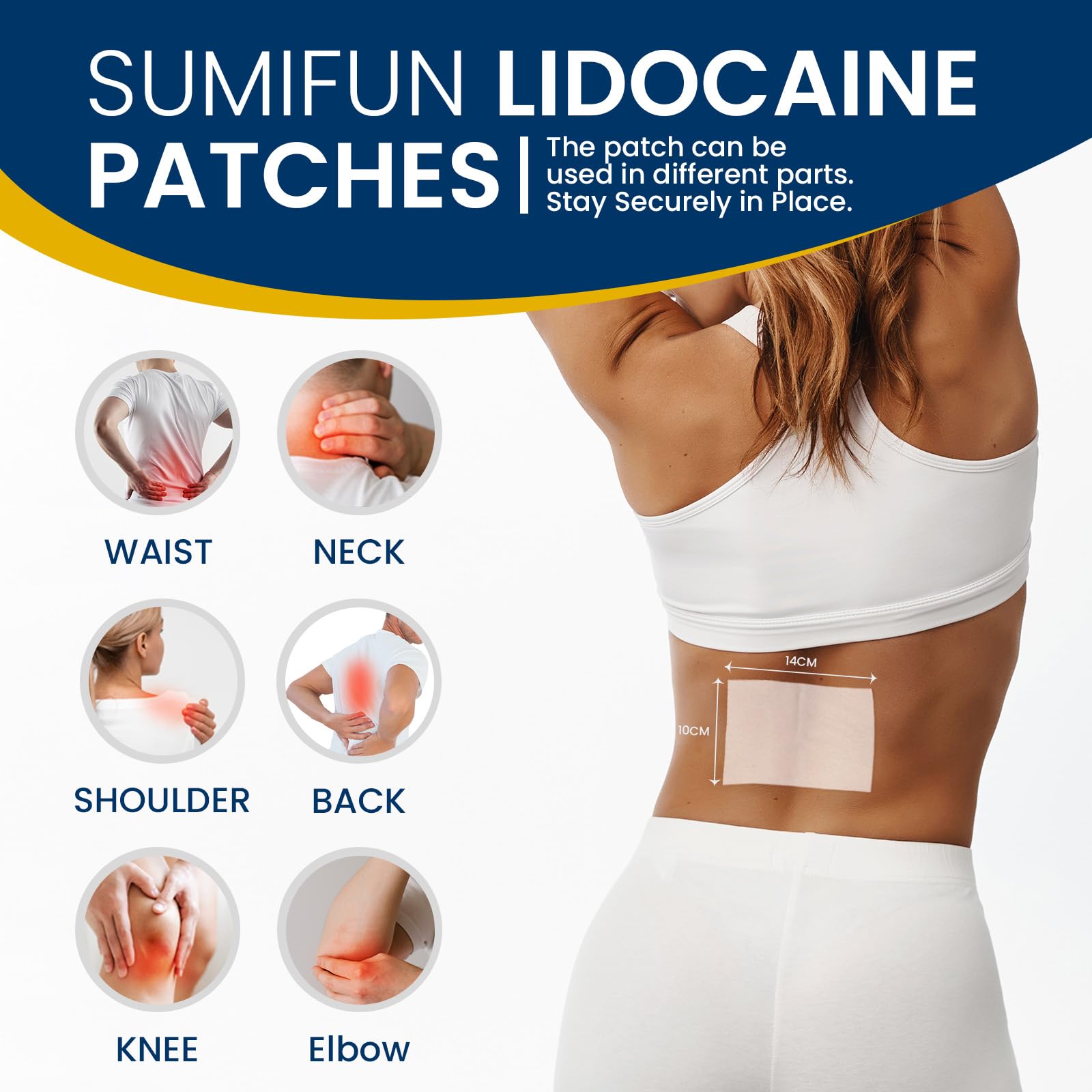 Sumifun 4% Lidocaine Patches Maximum Strength - 30 Count Pain Relief Patches for Back, Shoulder, Elbow, Knee, Muscle & Joint - Lower Back Pain Relief Products - Pain Patches Maximum Strength Lidocaine Sumifun uk supplements