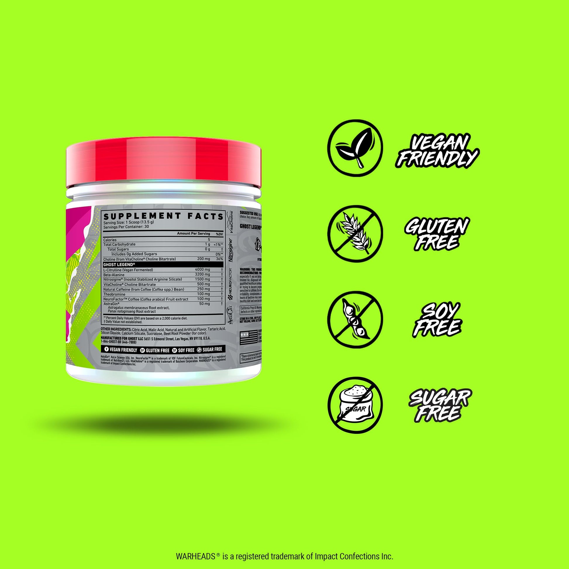 GHOST Legend V3 Pre-Workout Powder, Warheads Sour Watermelon - 30 Servings – Pre GHOST uk supplements
