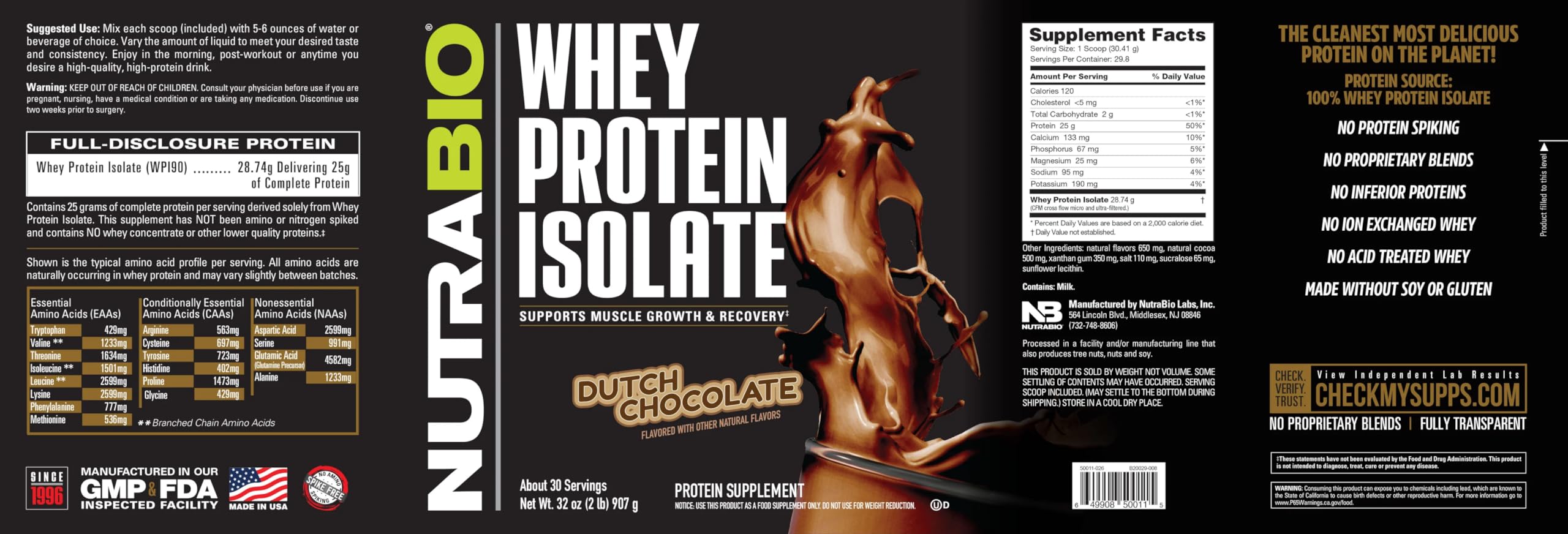 NutraBio Whey Protein Isolate Supplement – 25g of Protein Per Scoop with Complete NutraBio uk supplements