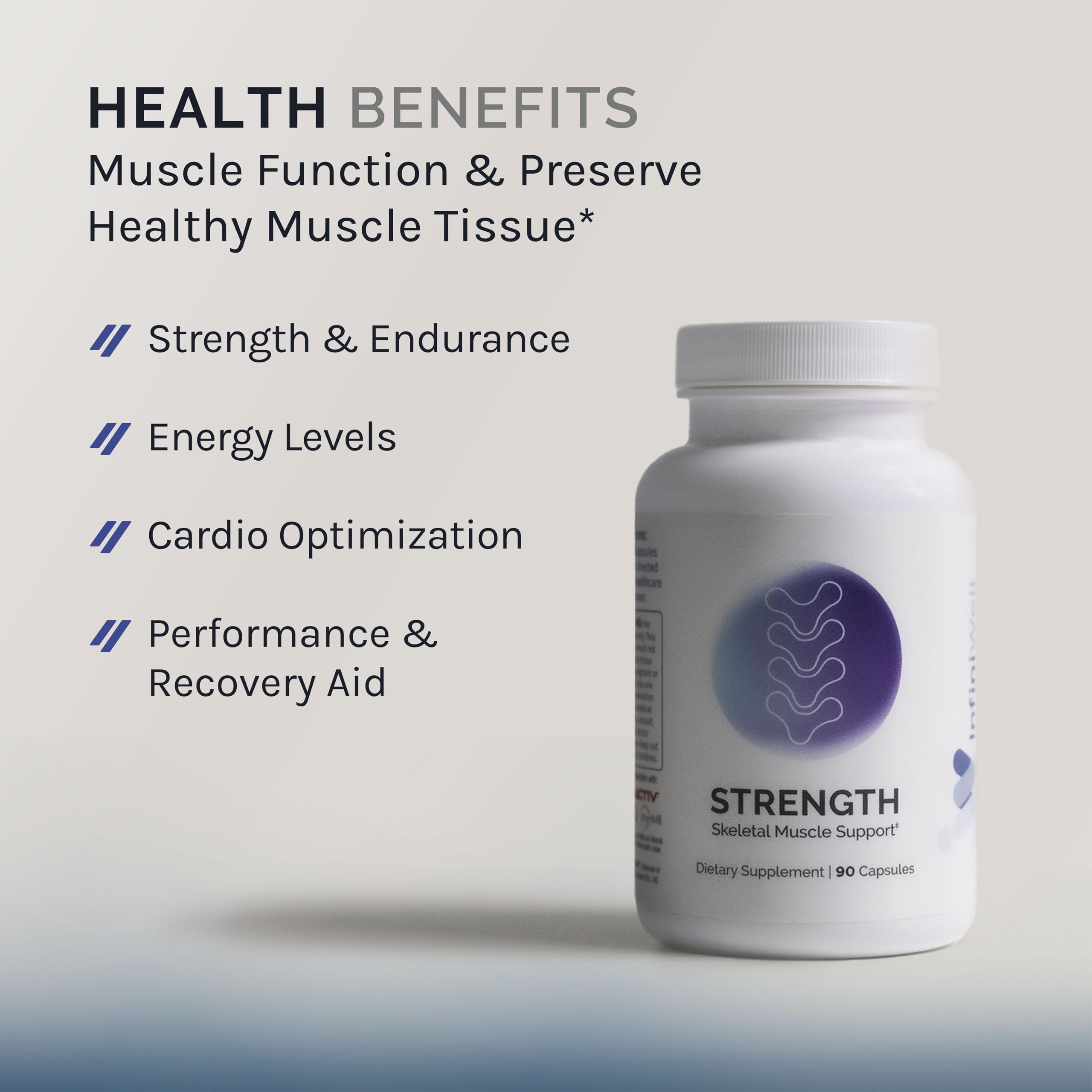InfiniWell Strength - Muscle Recovery Supplements for Healthy Aging - HMB Supplement for Stamina, Endurance, Strength Gains & Mobility - Nourish Healthy Muscle Mass & Tissue Quality (90 Capsules) InfiniWell uk supplements