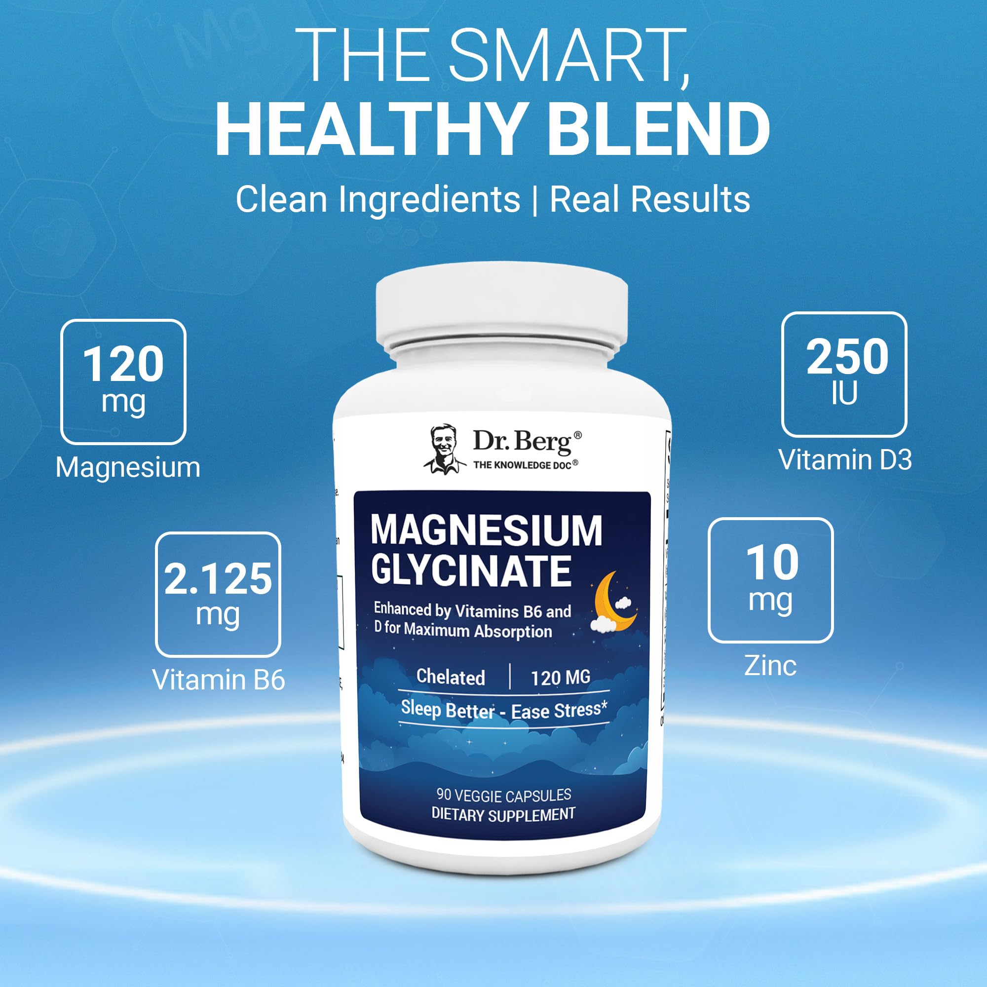 Dr. Berg Magnesium Glycinate 90ct – 4-in-1 Chelated for Muscle, Nerve, Sleep & Stress Support*– w/ D3, B6 & Zinc – 4X Lab-Tested – No Fillers – Formulated in USA, GMP-Certified Dr. Berg Nutritionals uk supplements