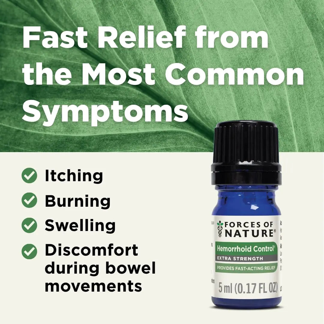 Forces of Nature Hemorrhoid Control Extra Strength, Organic Homeopathic Medicine with Witch Hazel, Horse Chestnut, and Soothing Essential Oils for Itching, Swelling & Discomfort, 5ml (0.17 fl oz) Forces of Nature uk supplements