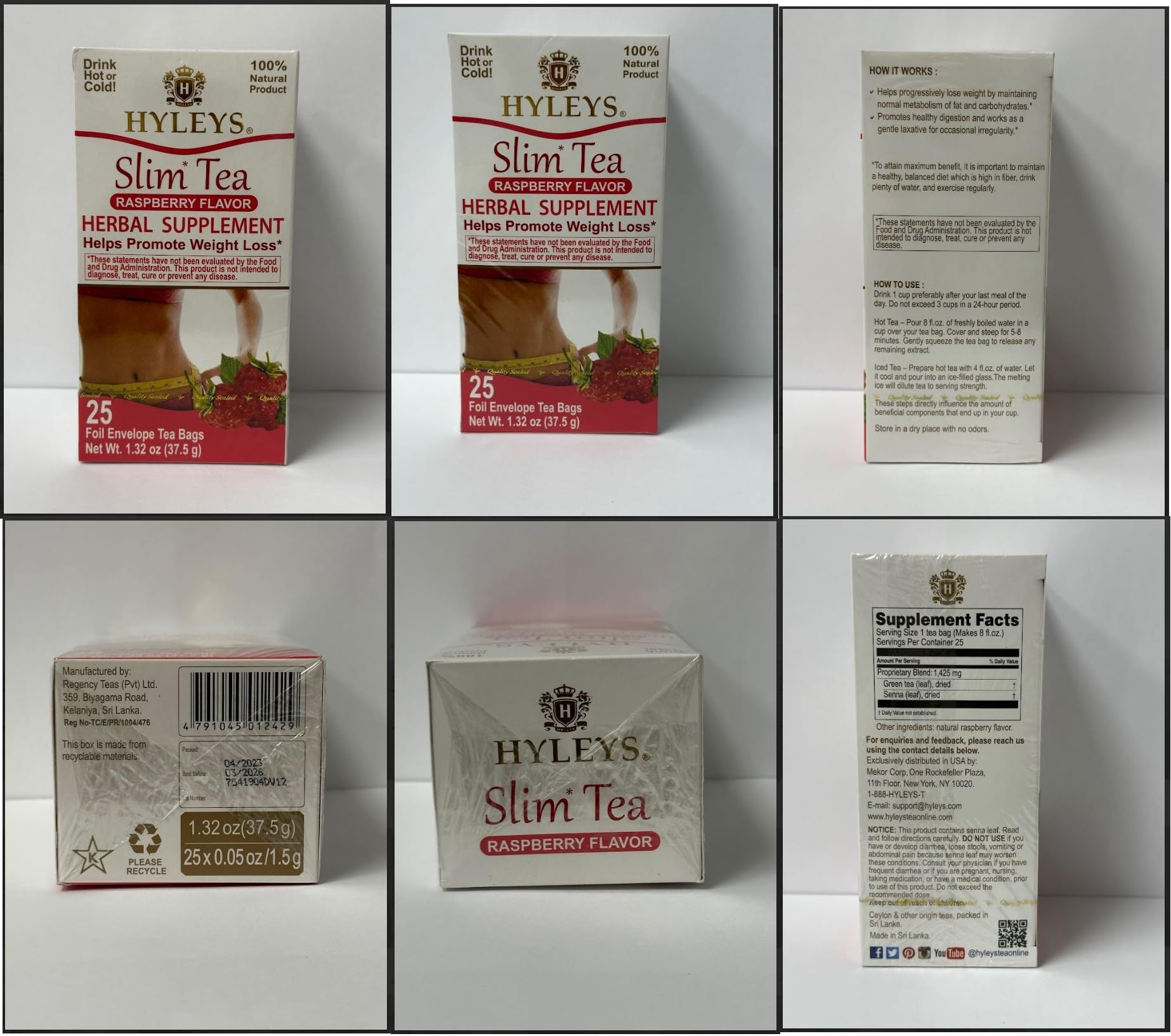 Hyleys Slim Tea Raspberry Flavor - Weight Loss Herbal Supplement Cleanse and Detox HYLEYS uk supplements