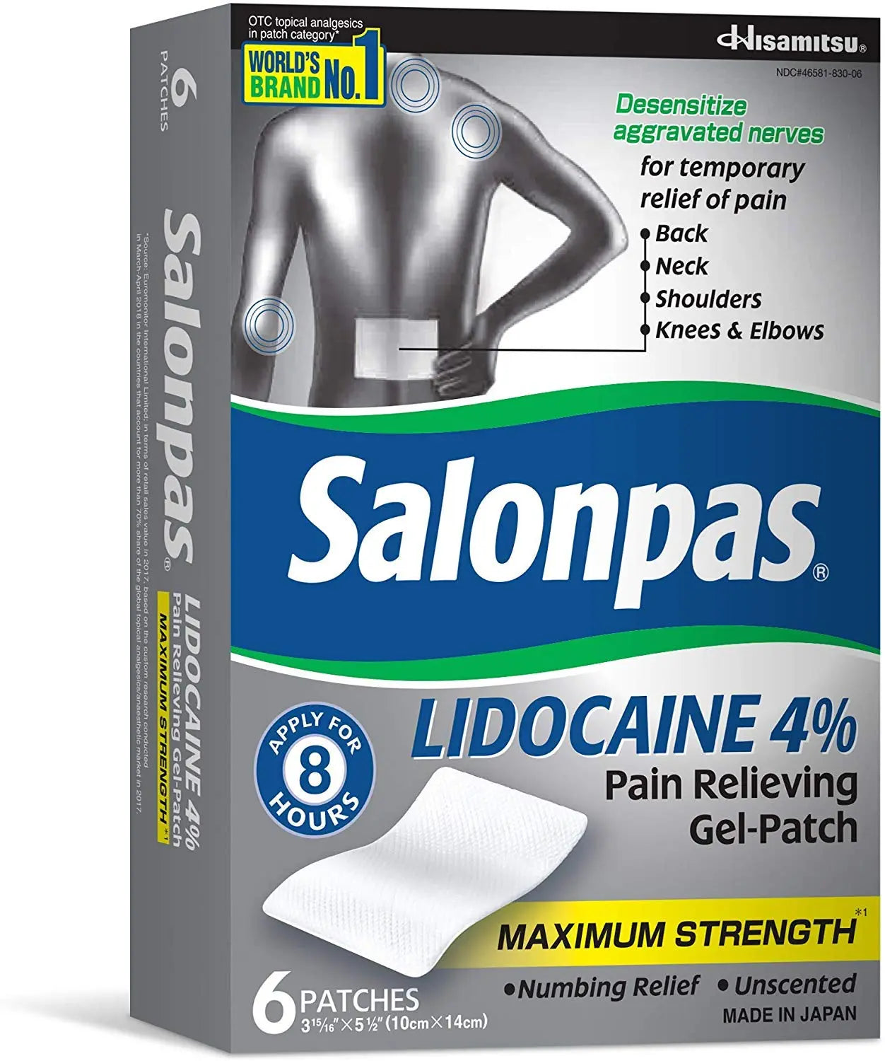 Salonpas LIDOCAINE (5 Pack Bundle) Pain Relieving Maximum Strength Gel Patch! Salonpas uk supplements