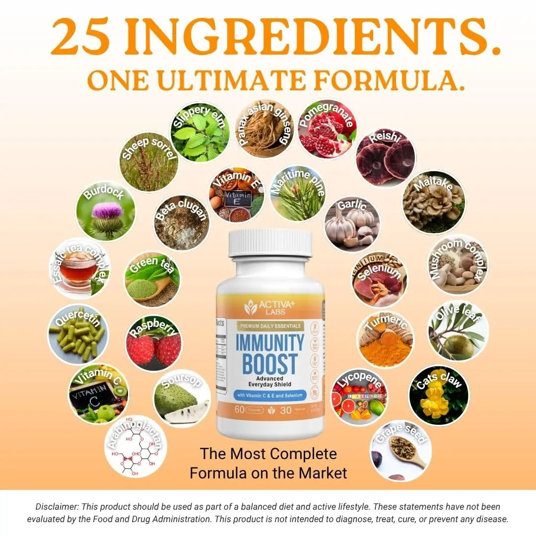 Activa+ Labs Immunity Boost Immune Support Supplement with Vitamin C, Vitamin E, Selenium & Herbal Antioxidant Complex | Activa Labs uk supplements
