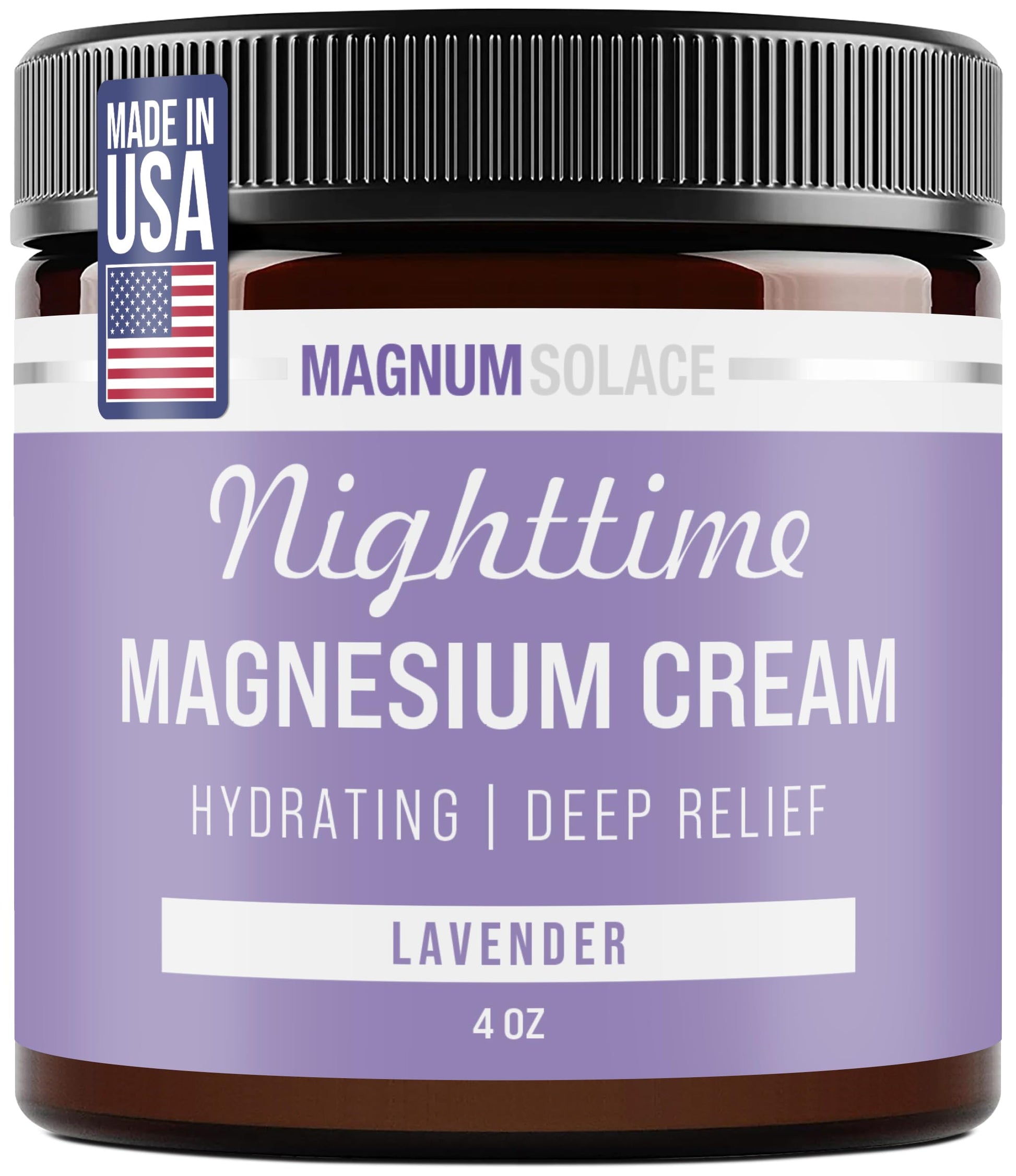 Magnum Solace Magnesium Lotion – Nighttime Magnesium Cream – Apply to Legs, Arms or Chest - Topical Magnesium Chloride – USA Made and Safe for Kids (Lavender) Magnum Solace uk supplements