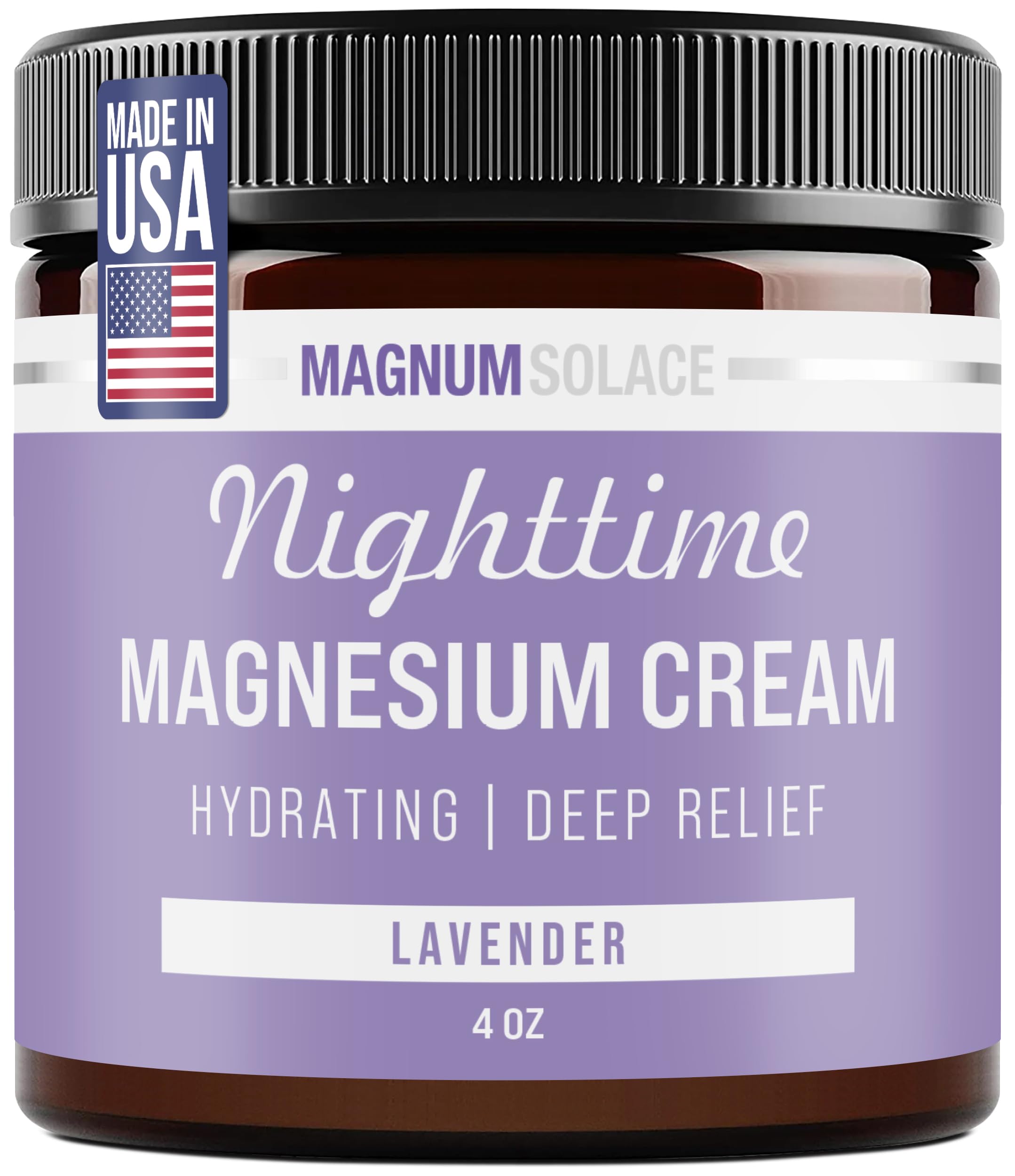 Magnum Solace Magnesium Lotion – Nighttime Magnesium Cream – Apply to Legs, Arms or Chest - Topical Magnesium Chloride – USA Made and Safe for Kids (Lavender) Magnum Solace uk supplements
