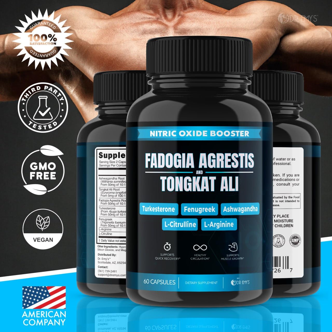 (2 Pack) Tongkat Ali Fadogia Agrestis Nitric Oxide Ashwagandha Supplement for Men Dr. Emy's uk supplements