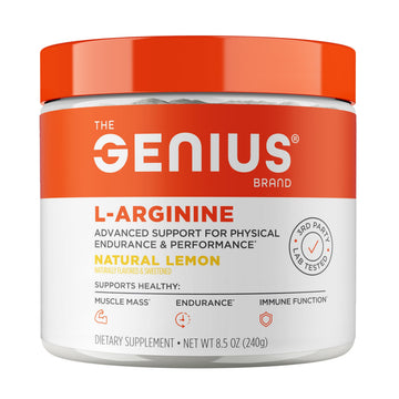 Genius L-Arginine Nitric Oxide Powder - Fermented L- Arginine Nutritional Supplements & Nitric Oxide Booster - Pre Workout, Natural Muscle Builder - 30 Servings, Lemon The Genius Brand uk supplements