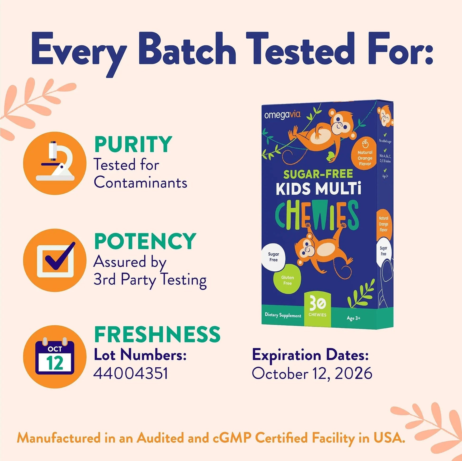 OmegaVia Sugar Free Kids Multivitamin Chewies - Daily Chewable Gummy Vitamins for Kids 3+ OmegaVia uk supplements