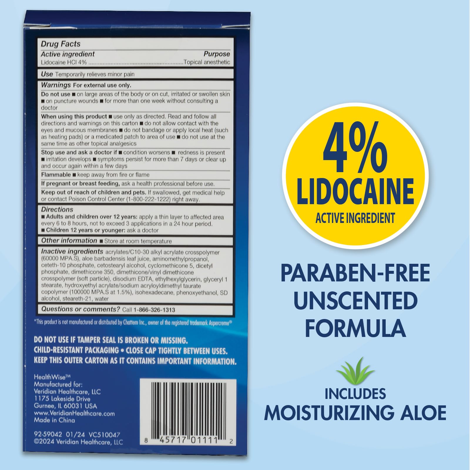 HealthWise 4% Lidocaine Roll-On | OTC Strength | Pain Relief Liquid | 2.5 oz. 73 mL | Non-Greasy, Unscented Formula | Topical Anesthetic HealthWise uk supplements