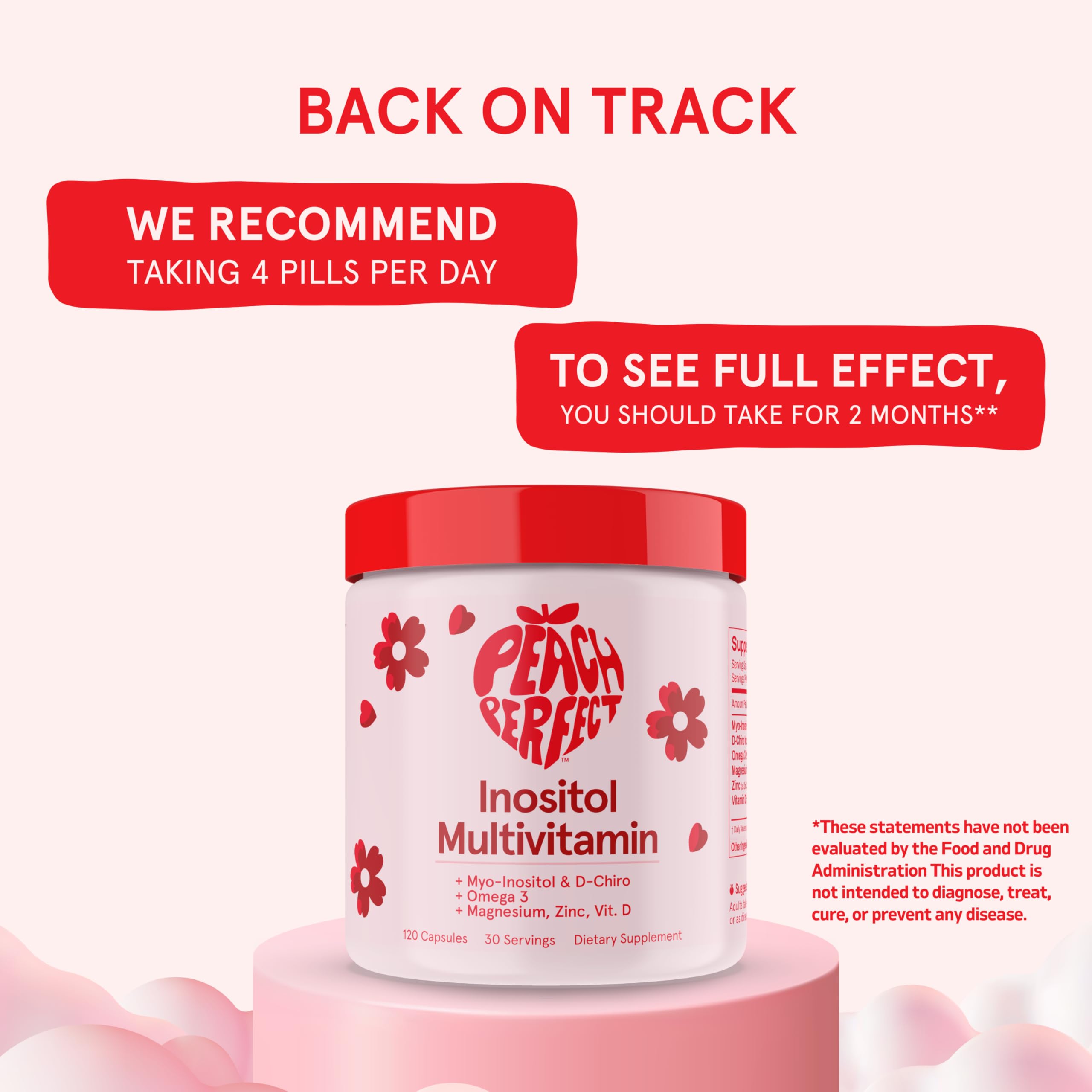 Peach Perfect Inositol Multivitamin – Myo-Inositol & D-Chiro 40:1 Blend, Omega-3, Vitamin D3, Magnesium, Zinc – Supports Women’s Health, Mood, Energy, Supplement – 30 SVG Peach Perfect uk supplements
