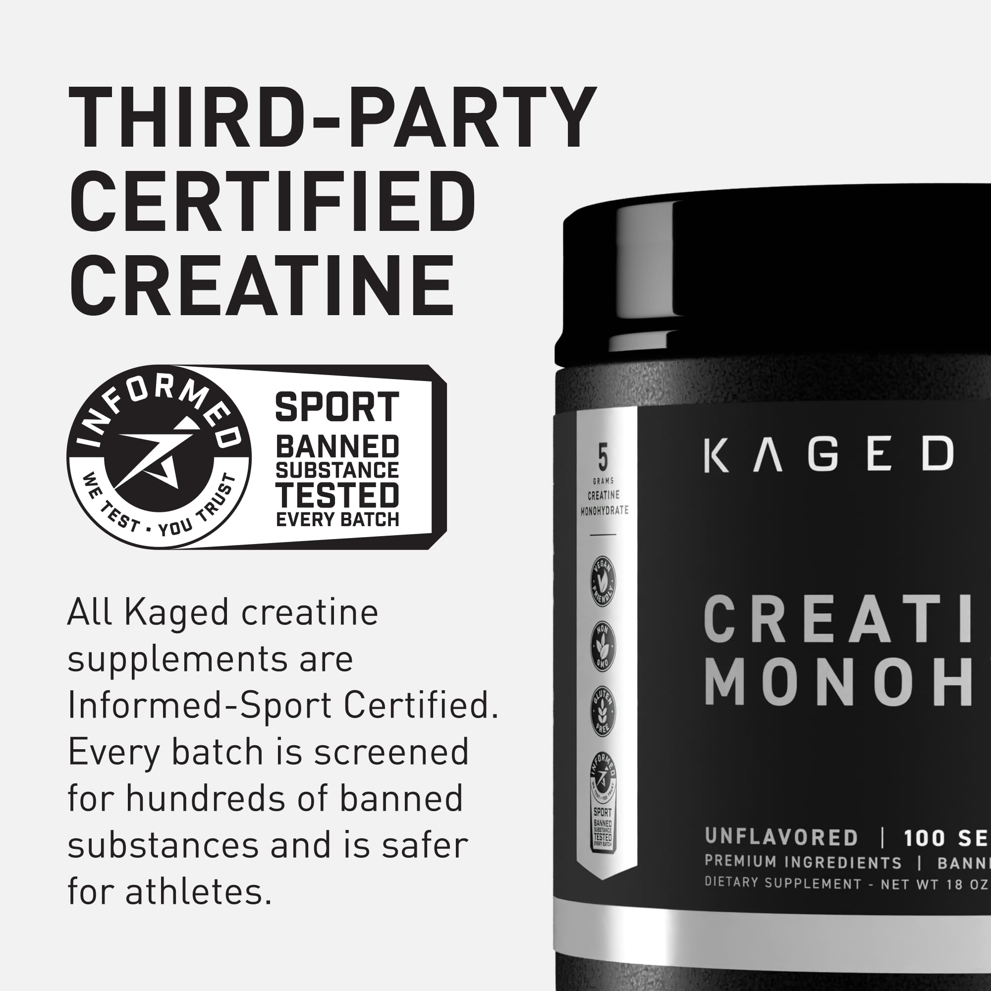 Kaged Creatine Monohydrate Micronized Powder | Unflavored | Muscle Building & Recovery | 5000 mg Per Serving | Vegan, Gluten Free, Easily Digestible Kaged uk supplements