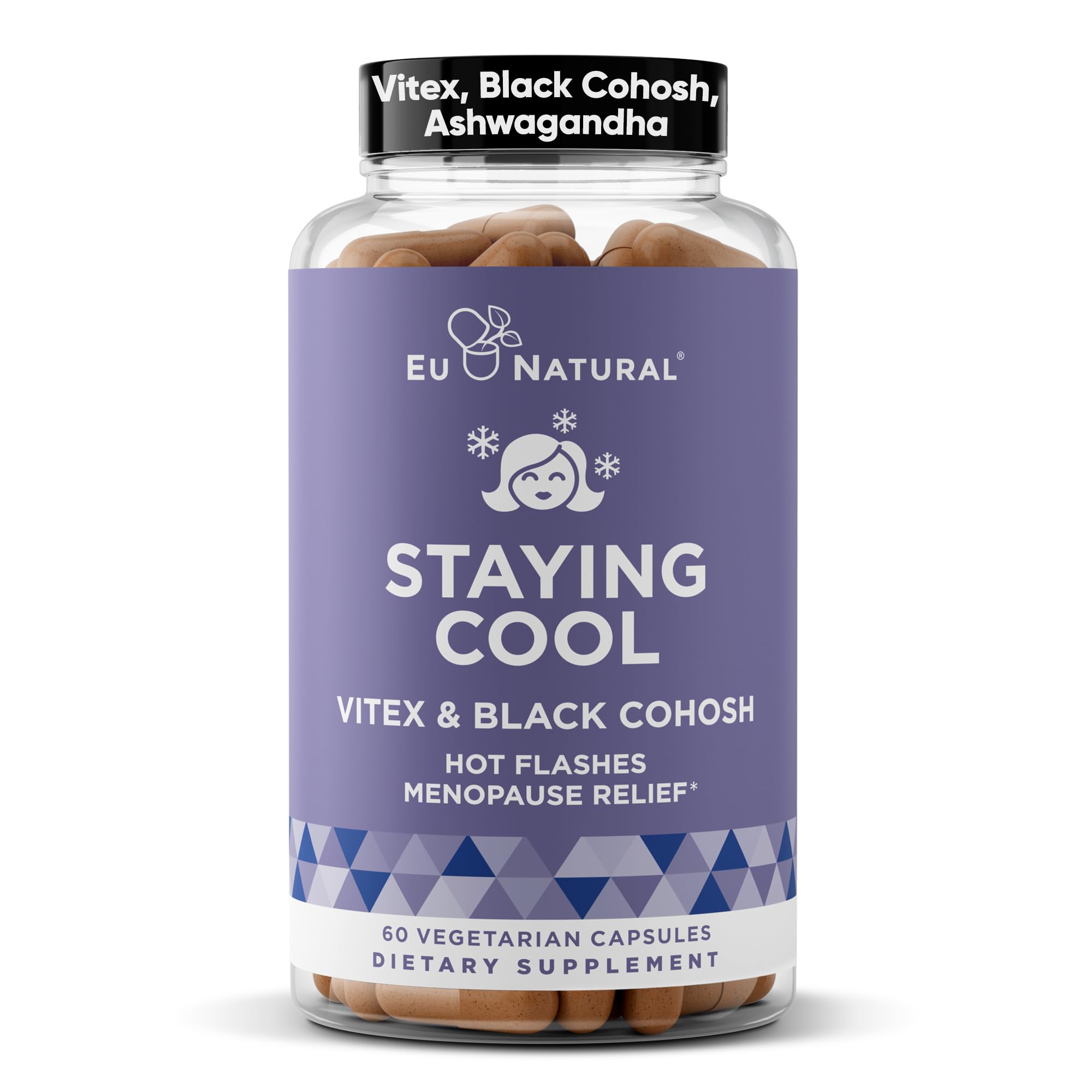 Staying Cool Menopause Supplements for Women – Hormonal Hot Flash Relief, Weight Support, & Night Sweats – Vitex Chaste Tree & Black Cohosh – 60 Vegetarian Soft Capsules Eu Natural uk supplements