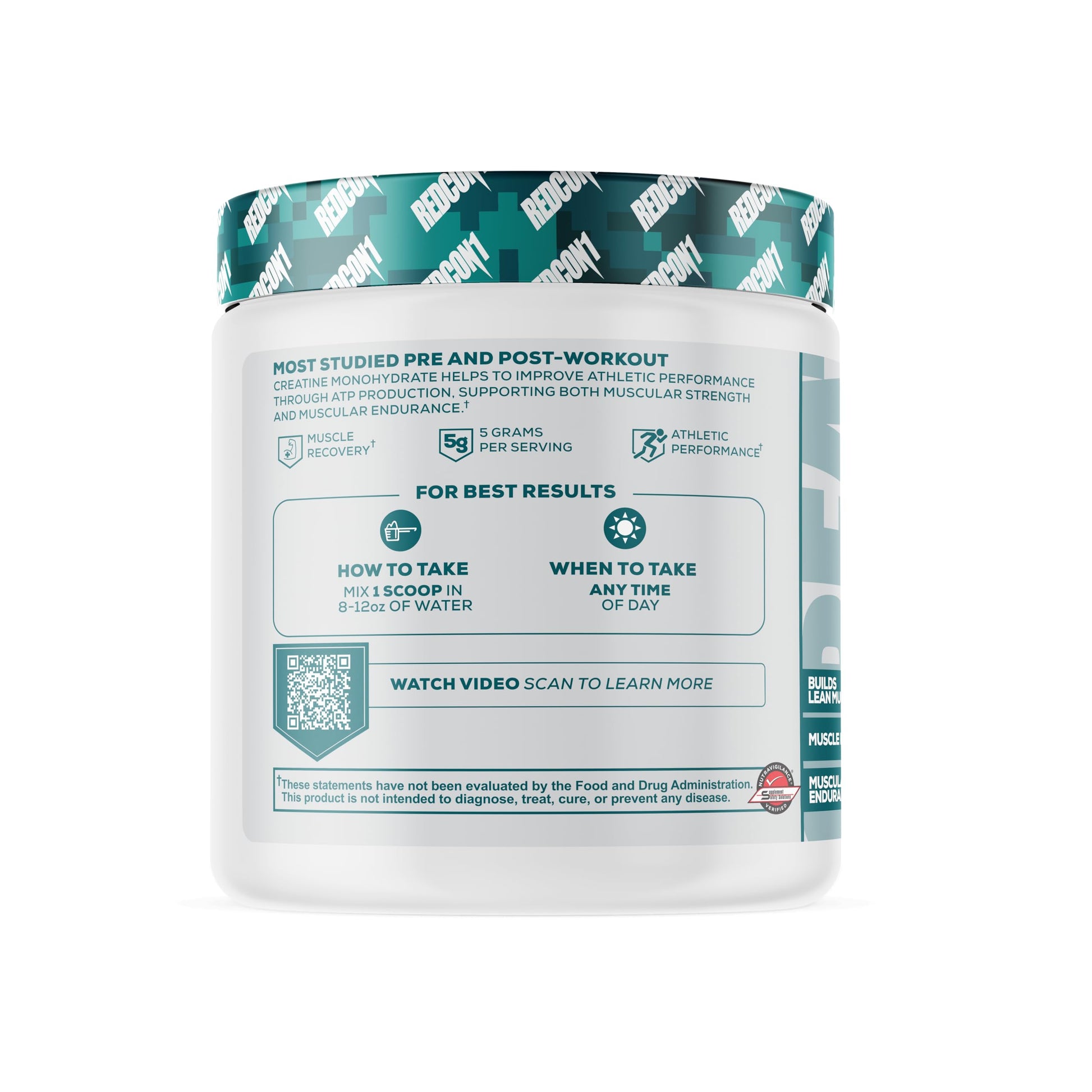 REDCON1 Creatine Monohydrate - Keto Friendly + Vegan Pre & Post Workout Supplement - Creatine Powder to Support Recovery & Athletic Performance (60 Servings) REDCON1 uk supplements