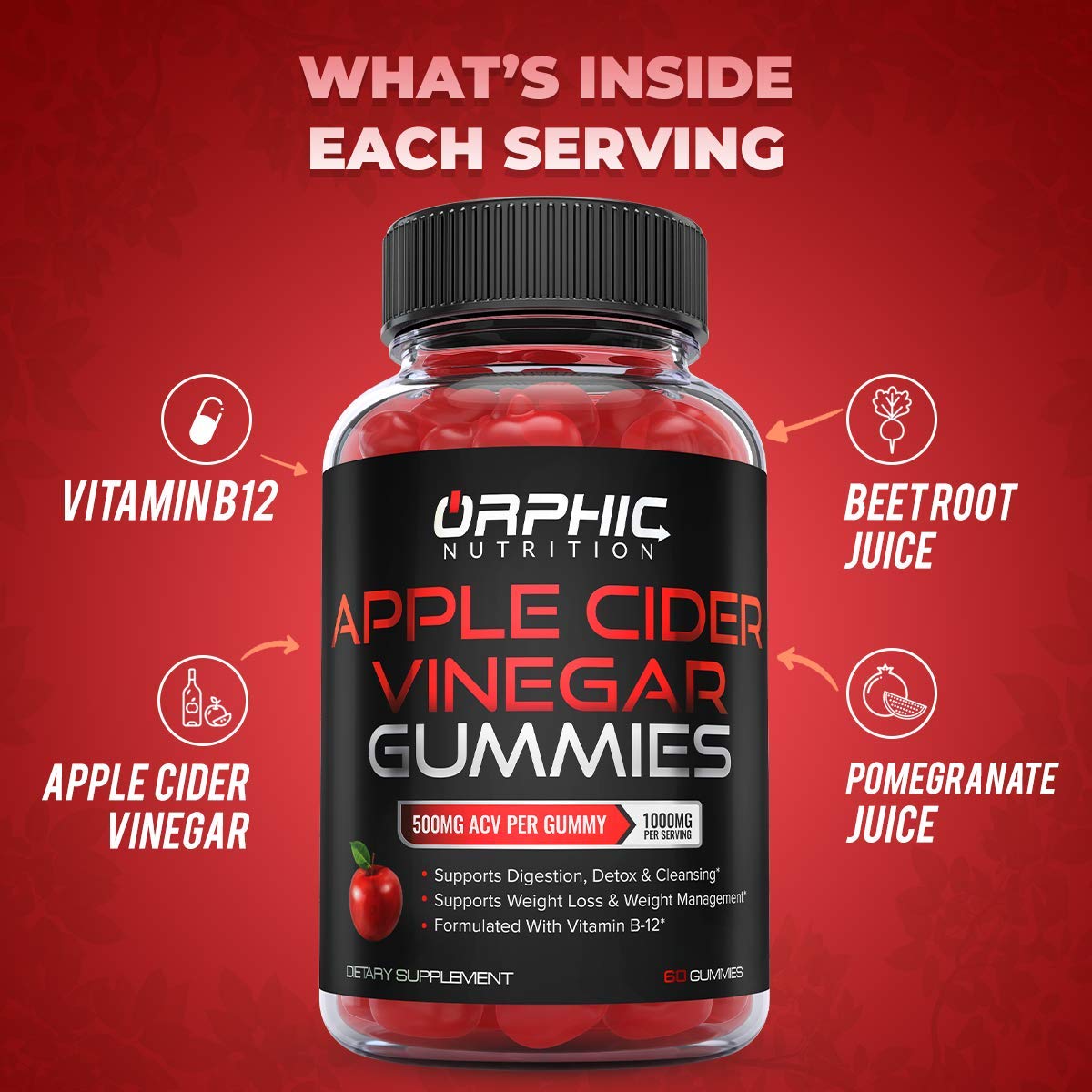 Apple Cider Vinegar Gummies - 1000mg - Formulated to Support Weight ORPHIC NUTRITION uk supplements