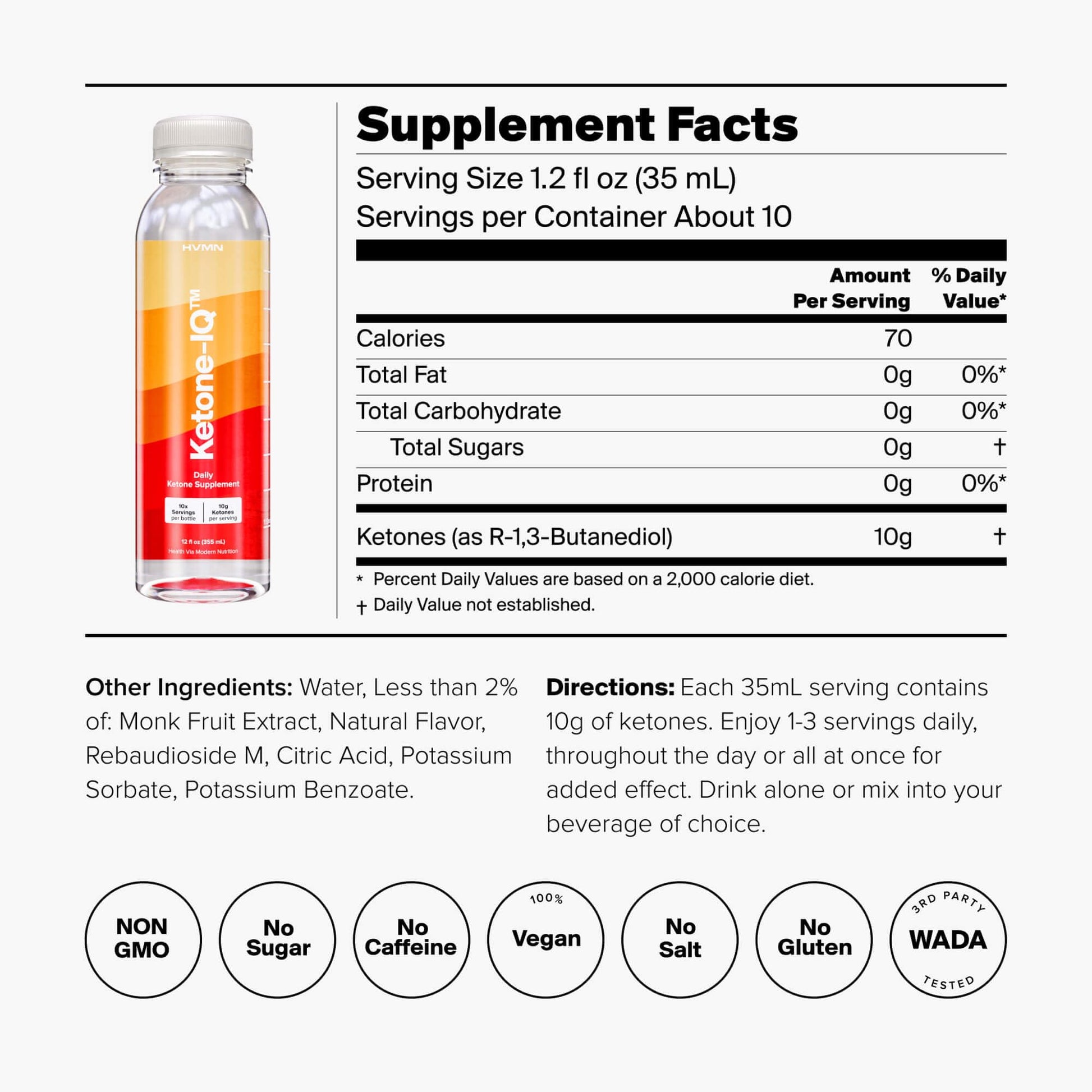 H.V.M.N. Ketone IQ - Get Your Fuel from Ketones. No Sugar, No Salt, No Caffeine. 30 Servings H.V.M.N. uk supplements
