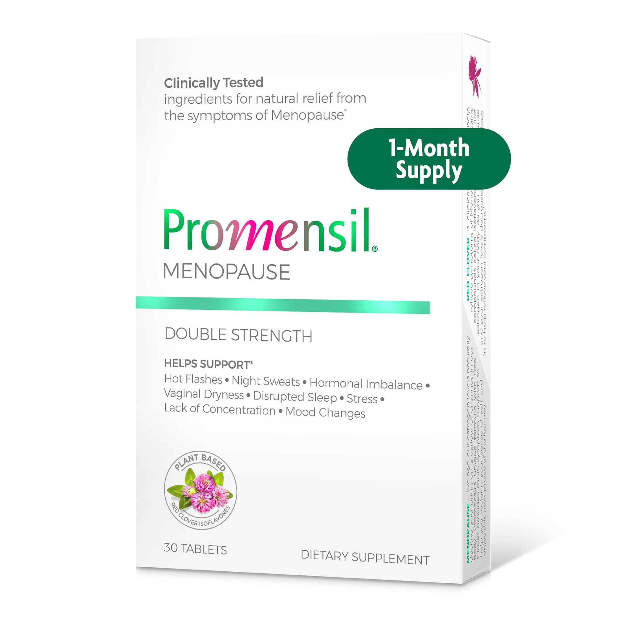 Promensil Menopause Double Strength - Menopause Supplements for Women, Red Clover Isoflavones, Helps Support Hot Flashes, Night Sweats, Restlessness - 30 Count Promensil uk supplements