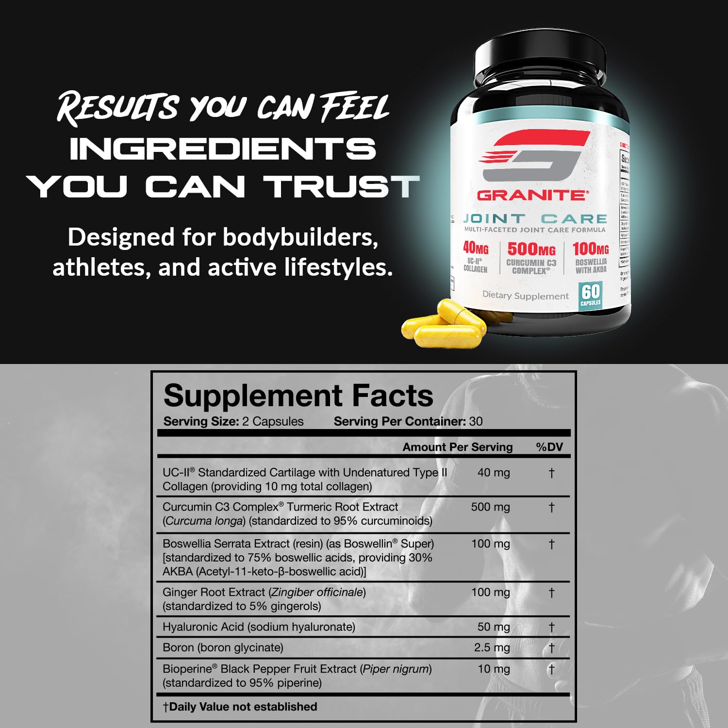 Granite Joint Care: Premium UC-II Collagen, Turmeric Curcumin C3, AKBA Boswellia + More - All-in-One Support for Joint Mobility, Comfort & Strength (60ct) Granite Supplements uk supplements