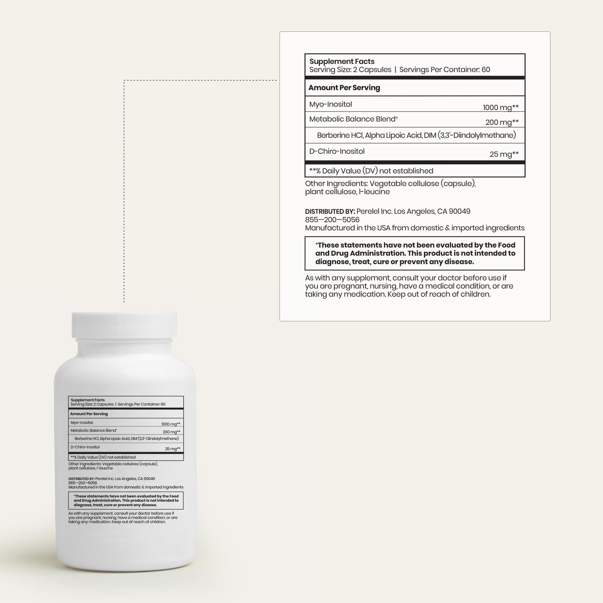 Perelel Hormone Balance Support, Myo & D Chiro Inositol, Womens Inositol Supplement with Berberine, Alpha Lipoic Acid, & Dim to Support Female Health, Soy, Dairy & Gluten Free, Non GMO, 120 Capsules Perelel uk supplements