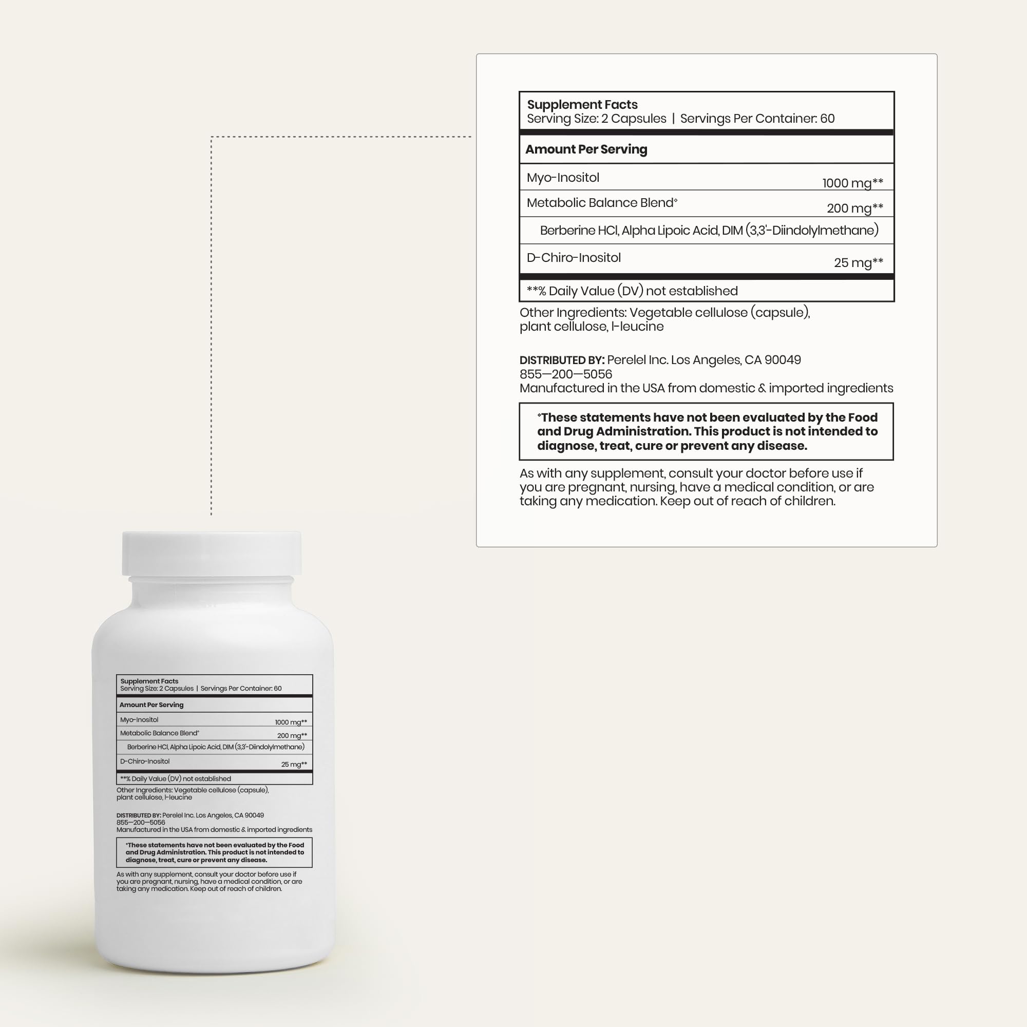 Perelel Hormone Balance Support, Myo & D Chiro Inositol, Womens Inositol Supplement with Berberine, Alpha Lipoic Acid, & Dim to Support Female Health, Soy, Dairy & Gluten Free, Non GMO, 120 Capsules Perelel uk supplements