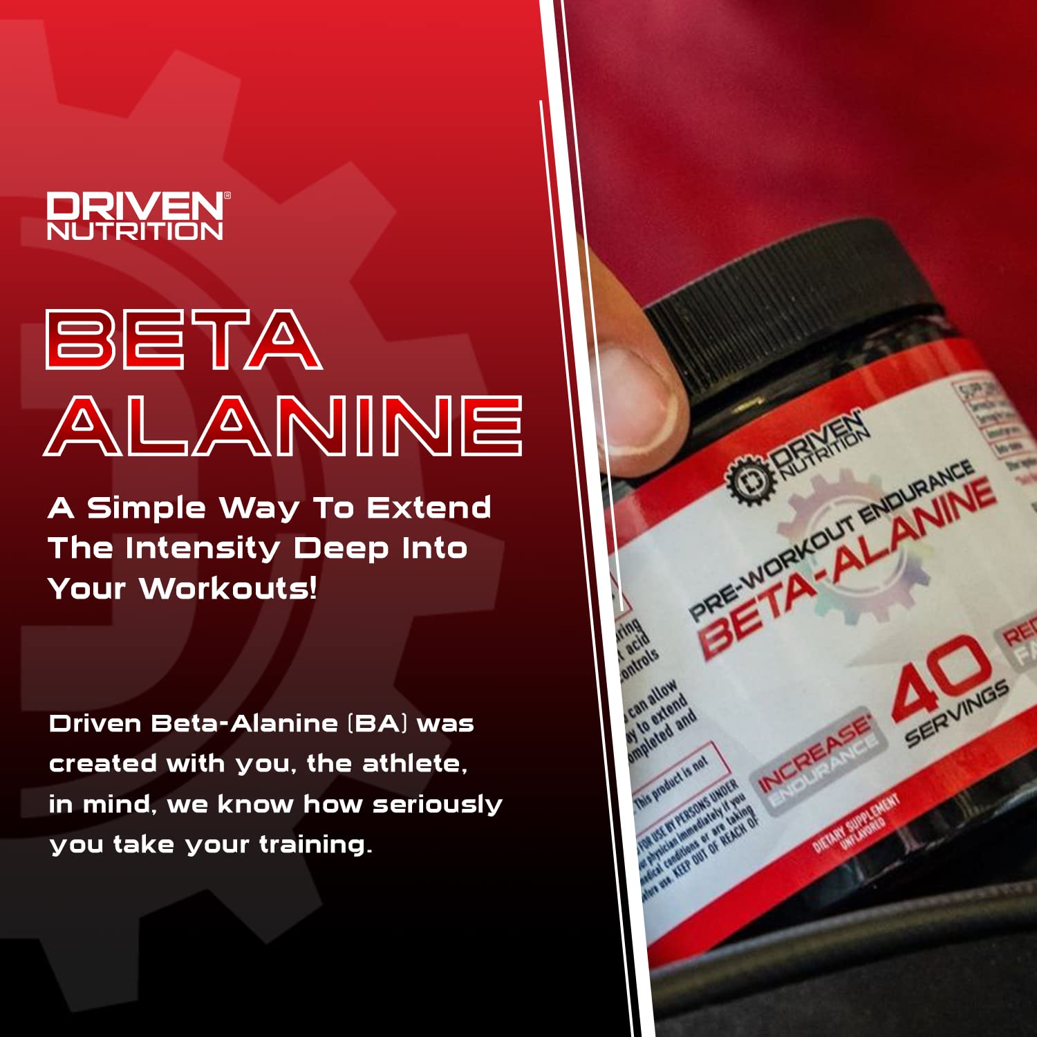Driven Nutrition Beta Alanine, Unflavored - Preworkout Carnosine Booster for Physical Driven Nutrition uk supplements