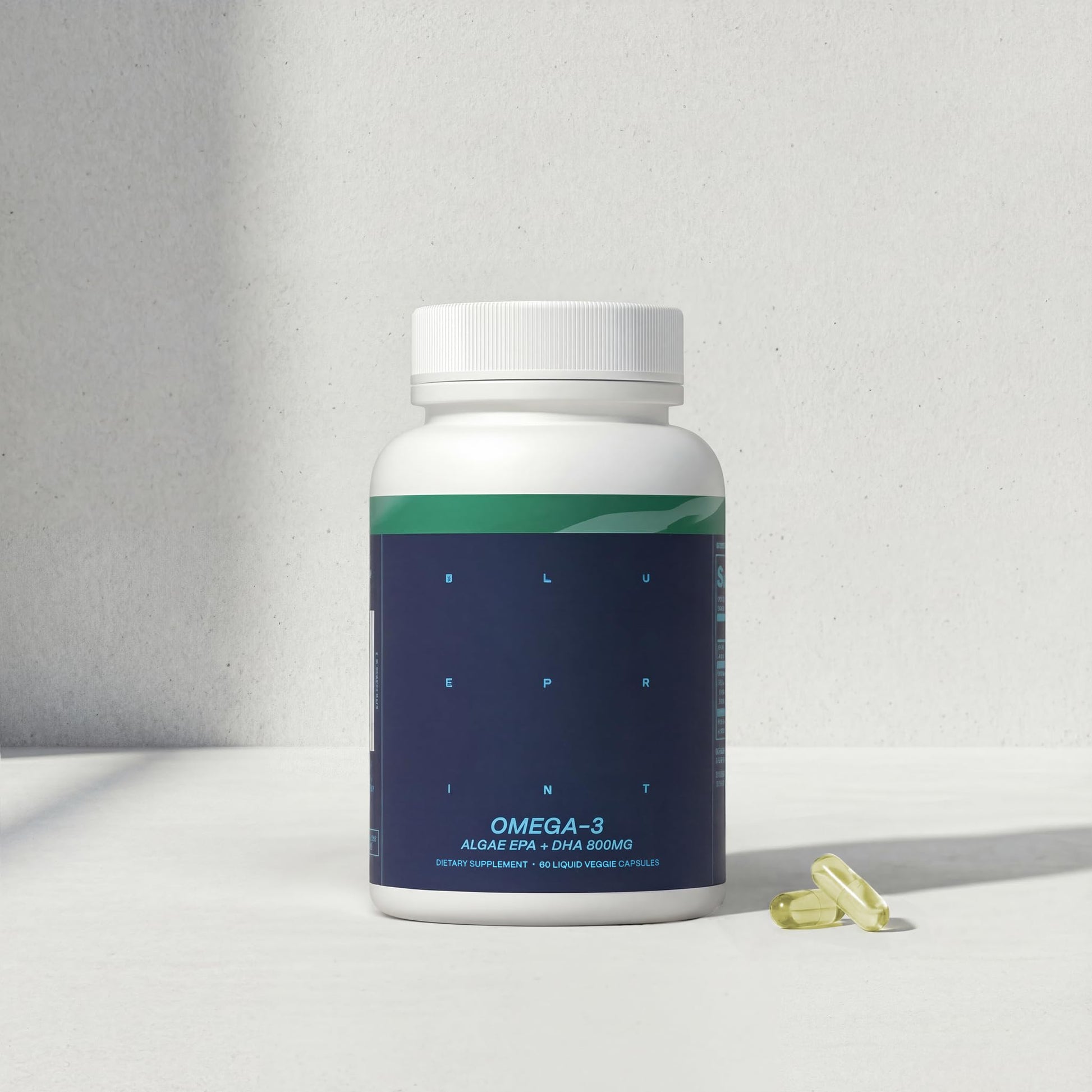 Blueprint Bryan Johnson Omega-3 - Vegan Algae Omega 3 Supplement with EPA/DHA - 800mg Plant-Based for Brain, Heart & Joint Support - High Absorption Triglyceride Form - 1:1 EPA/DHA Blueprint Bryan Johnson uk supplements