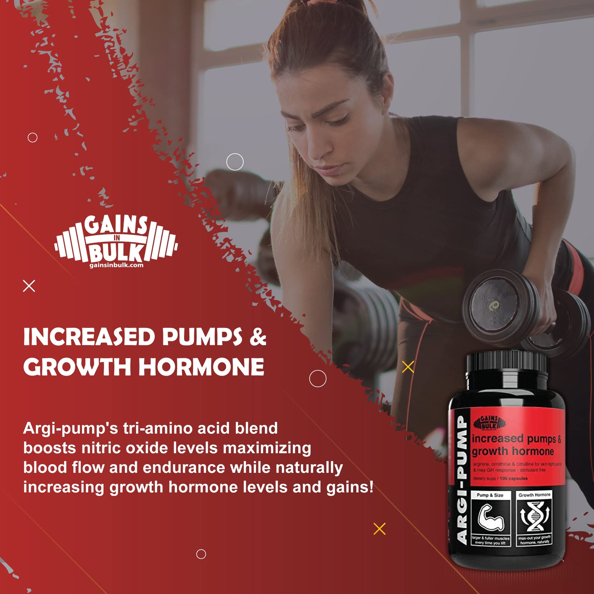 Gains in Bulk, Argi Pump, L-Arginine Nitric Oxide Booster with L-Citrulline and L-Ornithine GAINS IN BULK GAINSINBULK.COM uk supplements