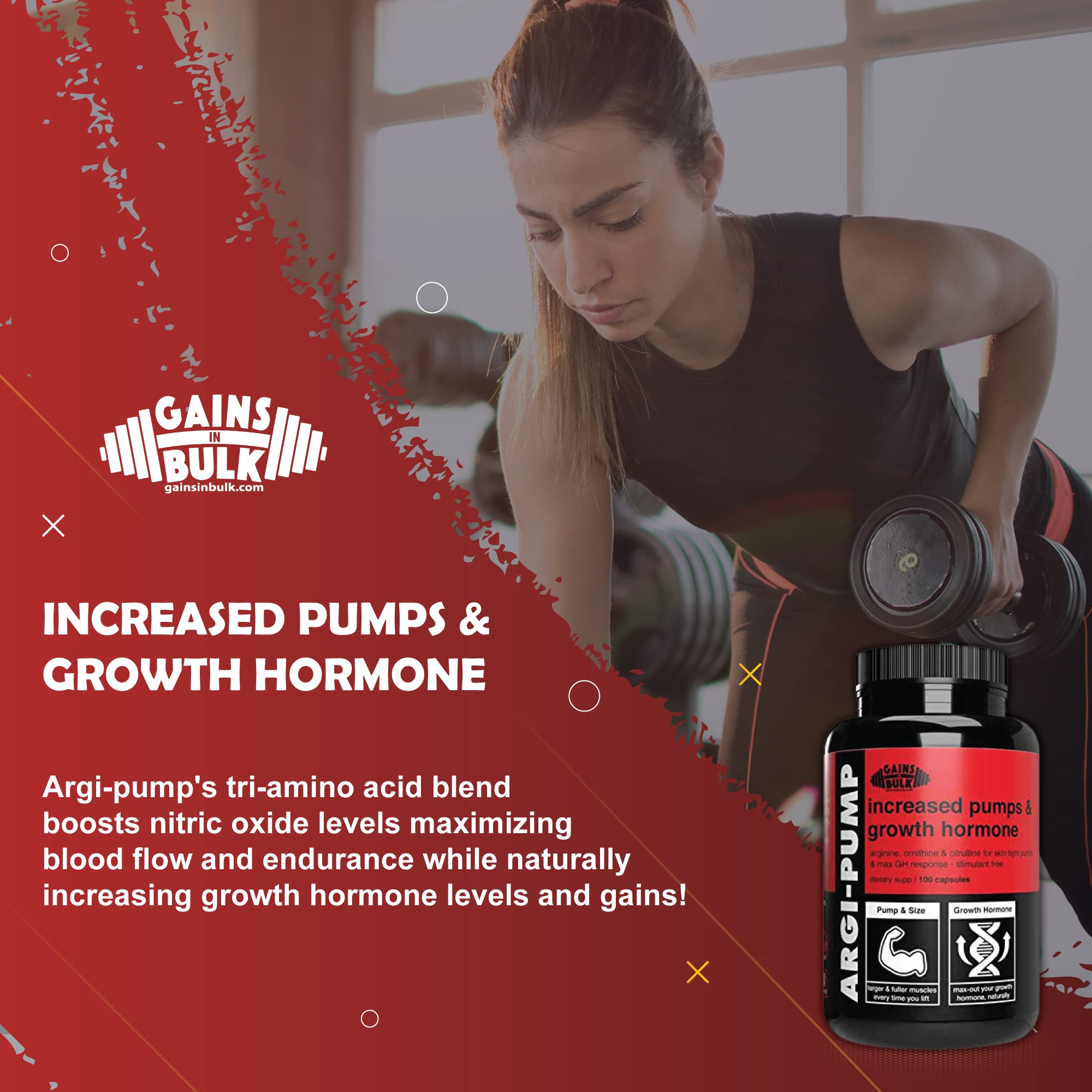 Gains in Bulk, Argi Pump, L-Arginine Nitric Oxide Booster with L-Citrulline and L-Ornithine GAINS IN BULK GAINSINBULK.COM uk supplements
