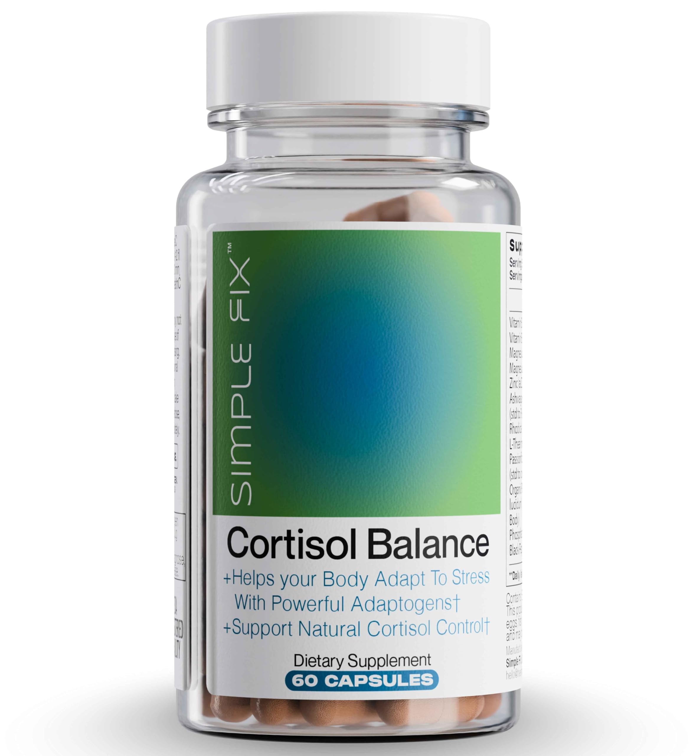 The Simple Fix Cortisol Balance Supplement – Supports Stress, Focus & Daily Energy – with Ashwagandha, Rhodiola Rosea, L-Theanine, Magnesium, Zinc & B6 – Adaptogen Formula – Vegan Capsules The Simple Fix uk supplements