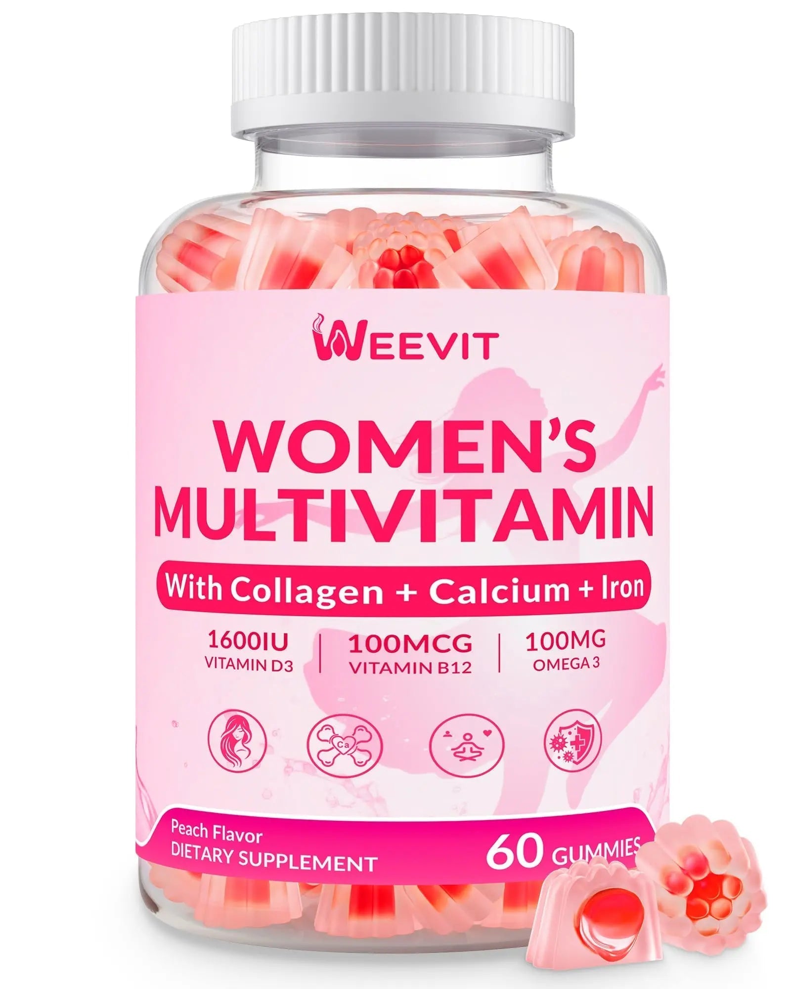WEEVIT Methylated Multivitamin for Women Gummies, Womens Multivitamin Gummy with Collagen, Iron, Omega-3 WEEVIT uk supplements