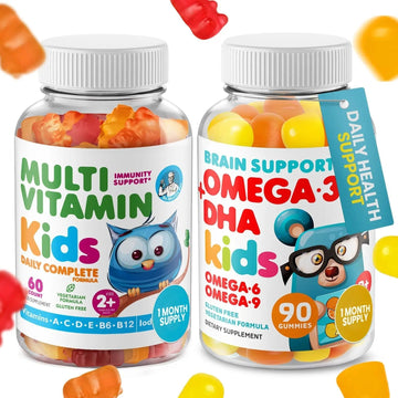 DR. MORITZ Omega 3 Gummies (90 Count) and Kids Multivitamin Gummies Bundle (60 Count) - for Daily Health Support - Vegan DHA Omega 3 for Kids DR. MORITZ uk supplements