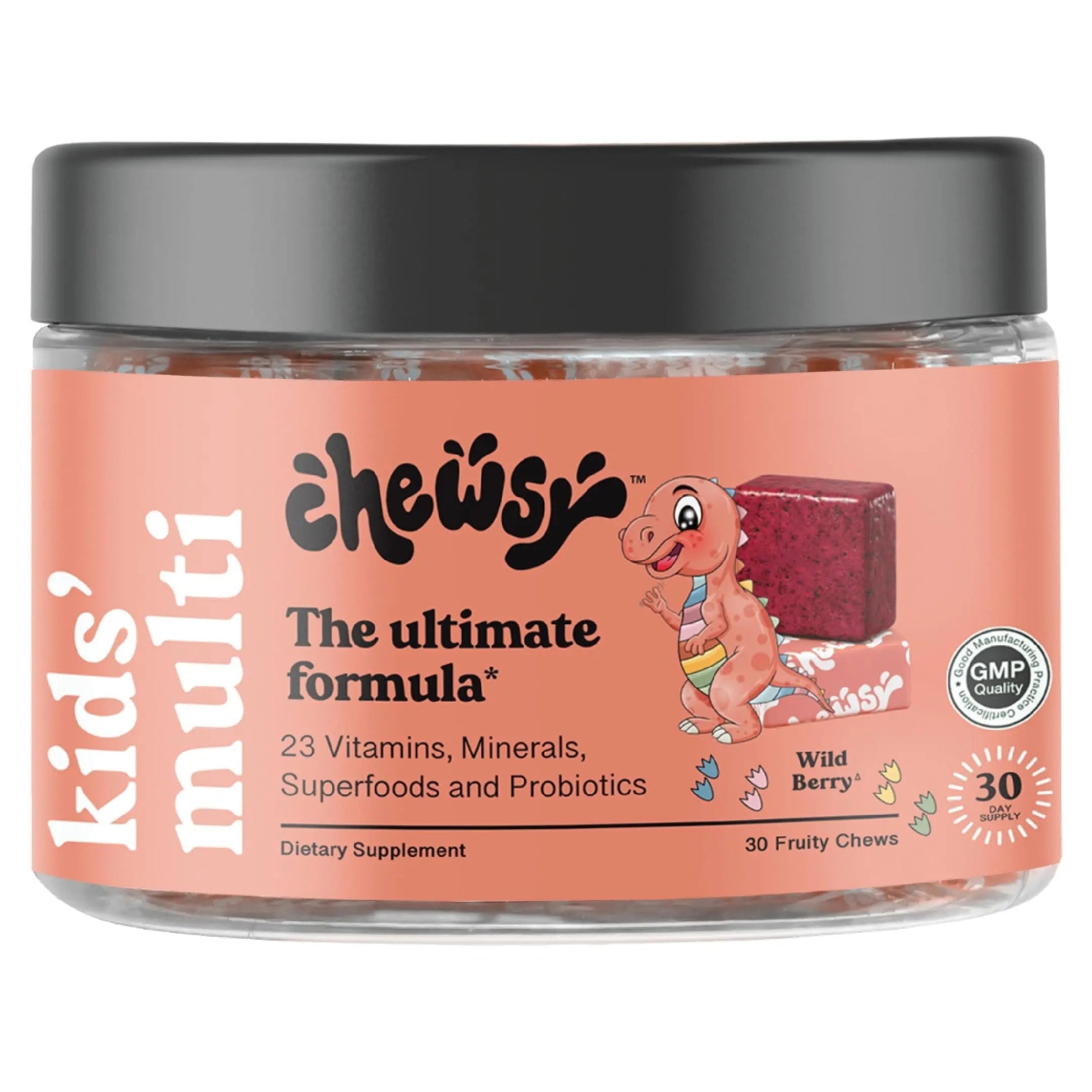 Chewsy Kids’ Multivitamin, Delicious Candy-Style Daily Vitamin Chews + Probiotics + Superfoods, Wild Berry Flavor Chewable Fruity Supplement Chews CHEWSY uk supplements