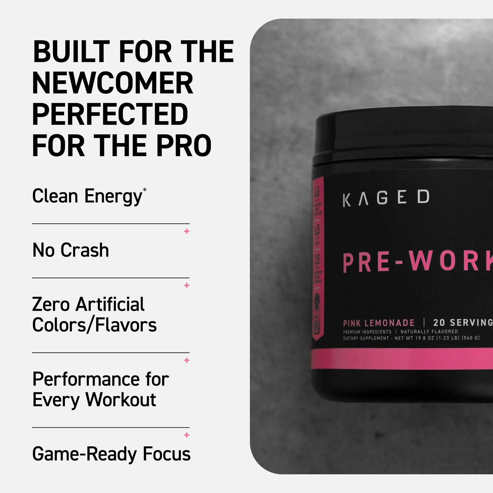 Kaged Sport Pre Workout Powder for Men & Women, Pink Lemonade, Sport Certified, 188mg Caffeine, Nitric Oxide, Beta Alanine, 20 Servings Kaged uk supplements