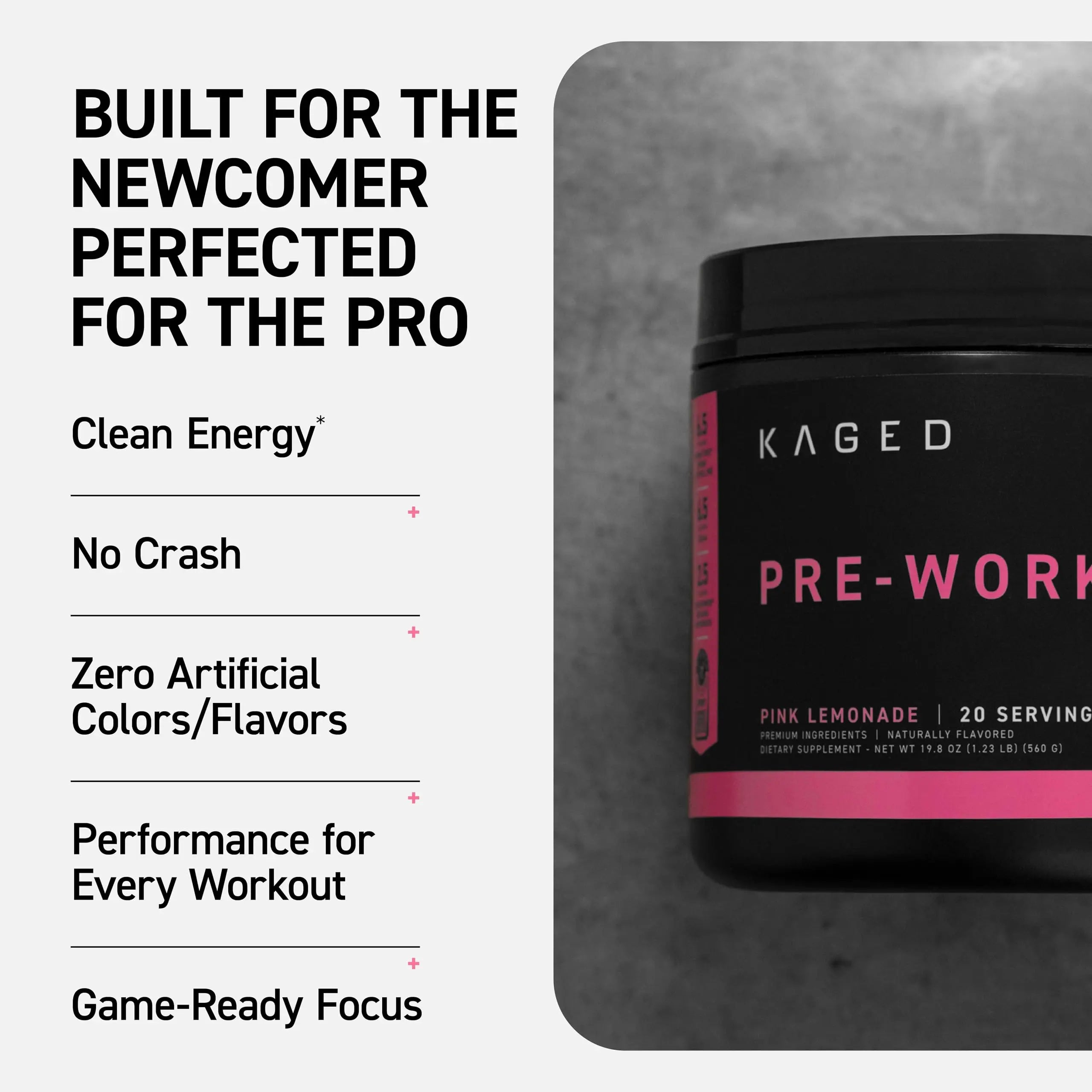 Kaged Sport Pre Workout Powder for Men & Women, Pink Lemonade, Sport Certified, 188mg Caffeine, Nitric Oxide, Beta Alanine, 20 Servings Kaged uk supplements