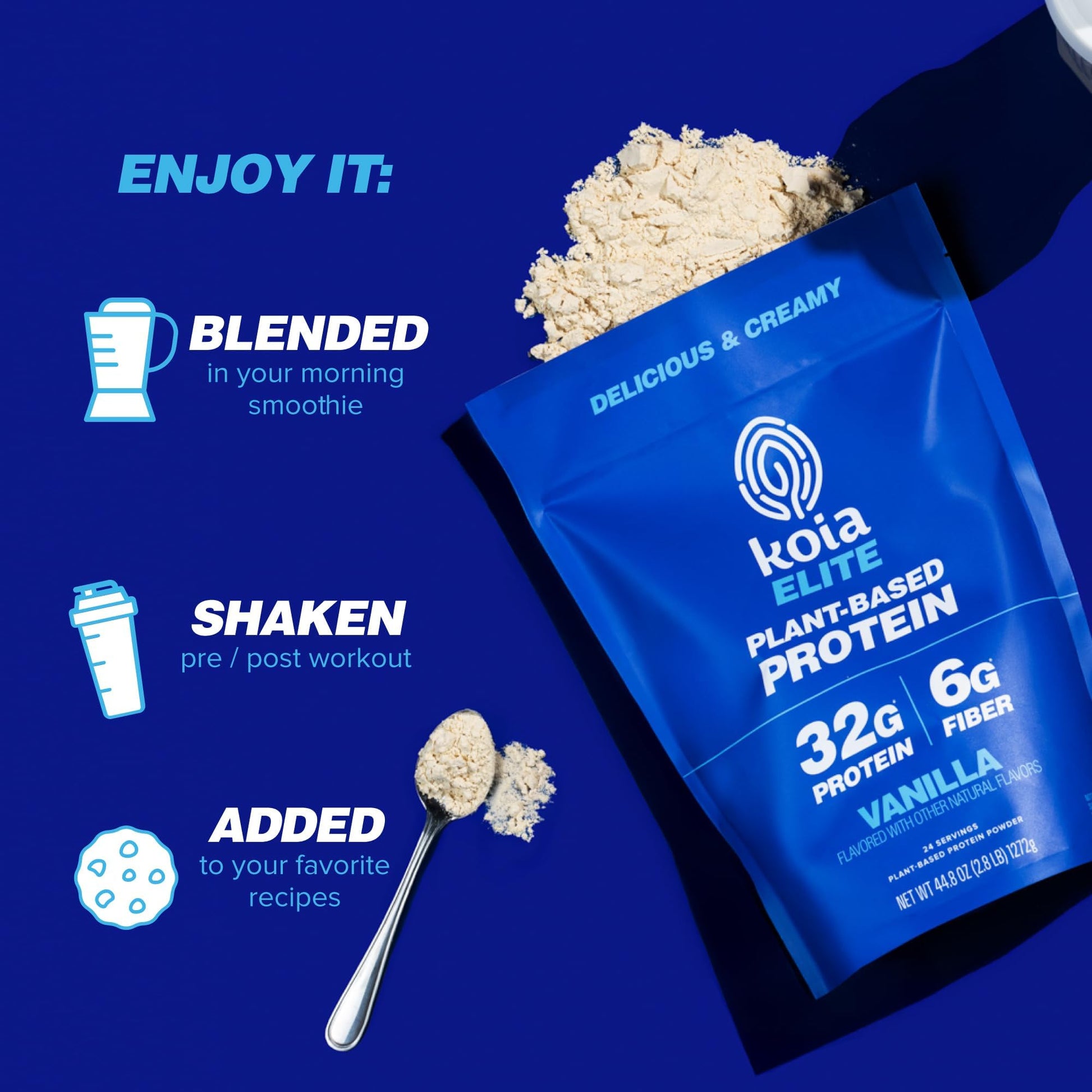 Koia Plant Based Protein Elite Powder, Vanilla, 32g Protein, 4g Sugar, 6g Prebiotic Fiber, Pre & Post Workout, 21 Vitamins & Minerals, Dairy-Free, Gluten-Free, Non-GMO, 24 Servings, 44.8 Oz Koia uk supplements