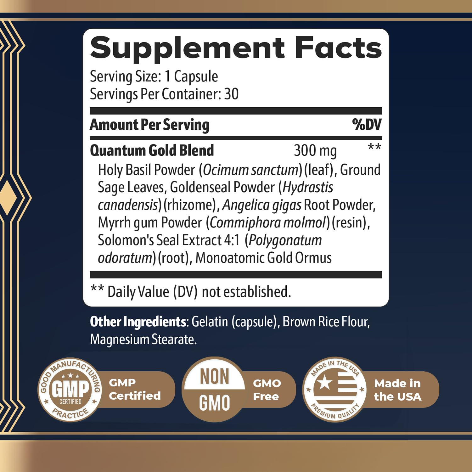 Gold Align - Holy Basil Capsules with Sage, Goldenseal, Monoatomic Gold - Herbal Supplement for Overall Health,100% Natural - Made in USA, Non-GMO, GMP-Certified - 30 Capsules, 1 Month Supply Nature’s NutriWave uk supplements