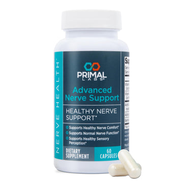 Primal Labs Nerve Support Capsules - Supports Nerve Health, Sensory Function & Comfort - Benfotiamine, Alpha Lipoic Acid, Acetyl L-Carnitine, Vitamins B6 B12-60 Count Primal Labs uk supplements