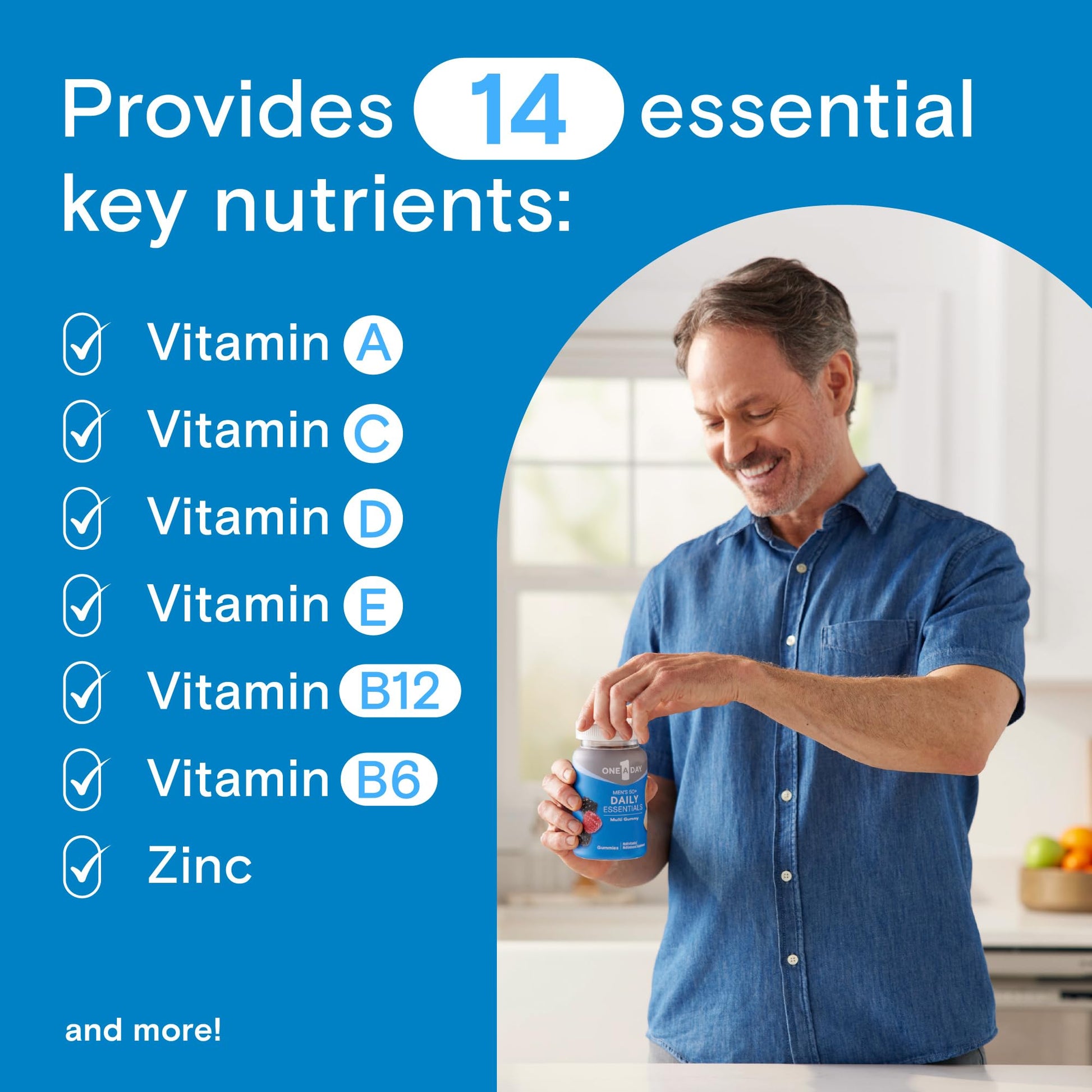 One A Day Men’s 50+ Daily Essentials Multivitamin Gummies, Multivitamin for Men Over 50, Fruit Medley Flavor, 120 Gummies ONE A DAY uk supplements