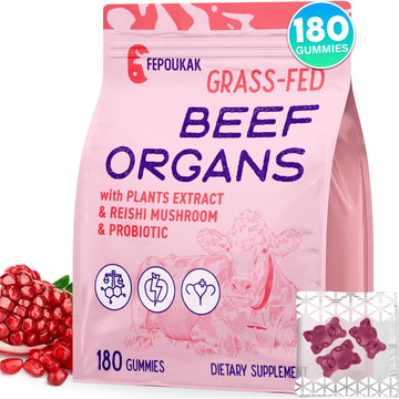 (180 Gummies) Beef Organ Supplement for Women - 5300mg Beef Liver, Kidney, Uterus & 10 More, for Hormone Balance, Menstruation, Energy, Immunity, Gut & Skin Health - 100% Grass Fed & Pasture Raise Fepoukak uk supplements