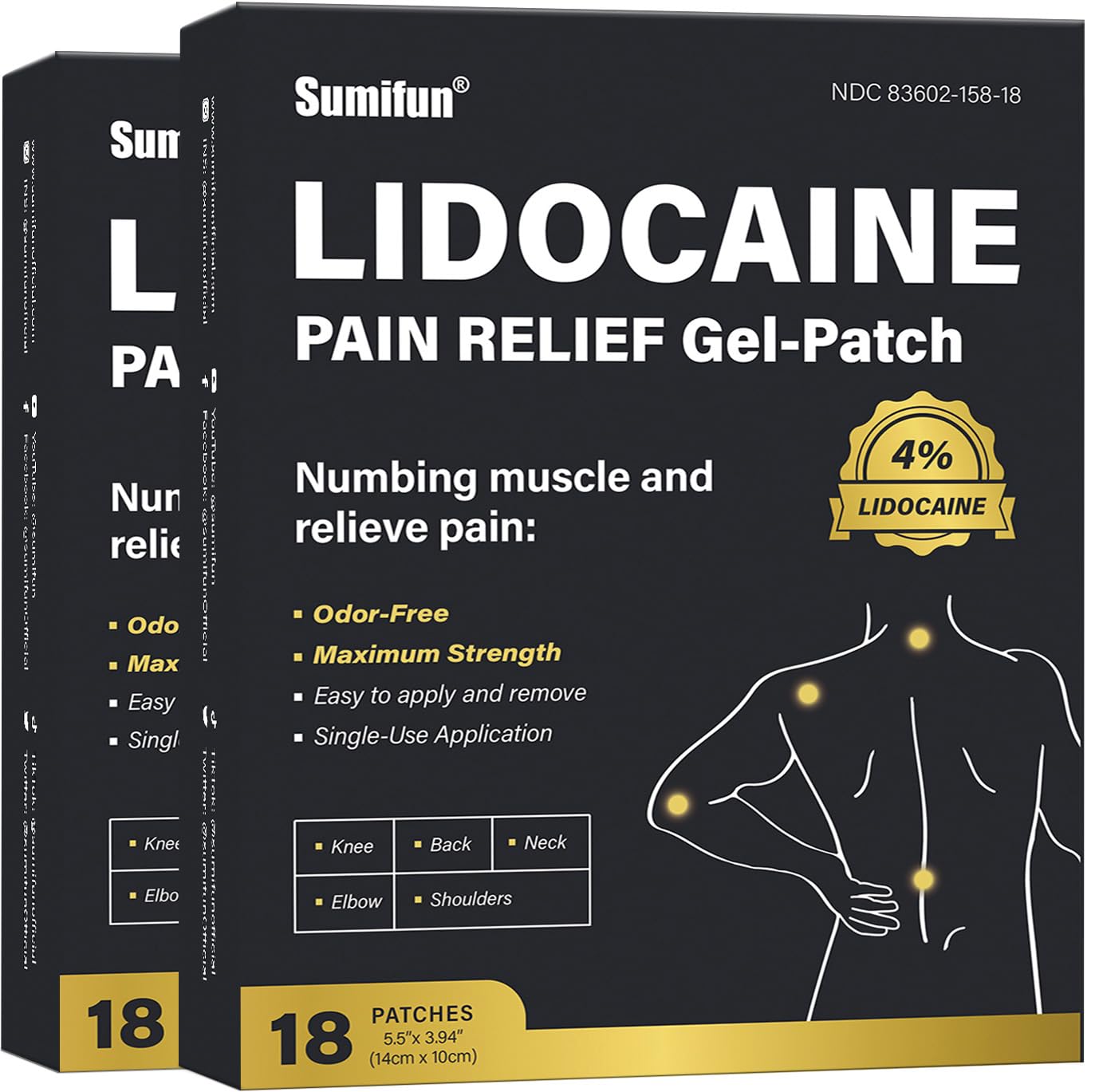 Sumifun 4% Lidocaine Pain Relief Patches - 36 Count Patches for Back, Shoulder, Muscle, Joints, Knee Pain Relief - Lower Back Pain Relief Products - Pain Patches Maximum Strength Lidocaine Sumifun uk supplements